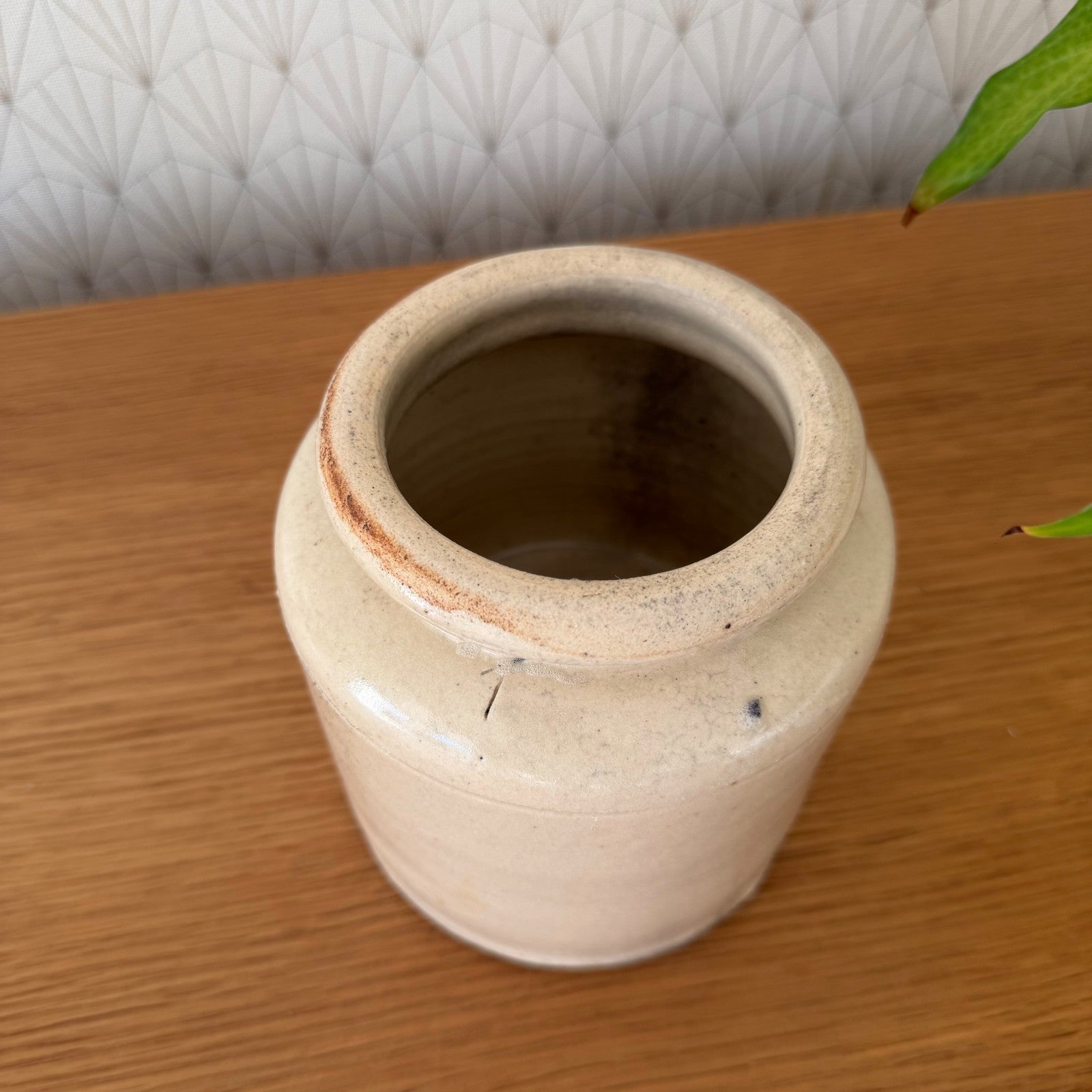 Antique French Stoneware Jar Mustard Pot Beige Kitchen Crock 1801265 Unmarked