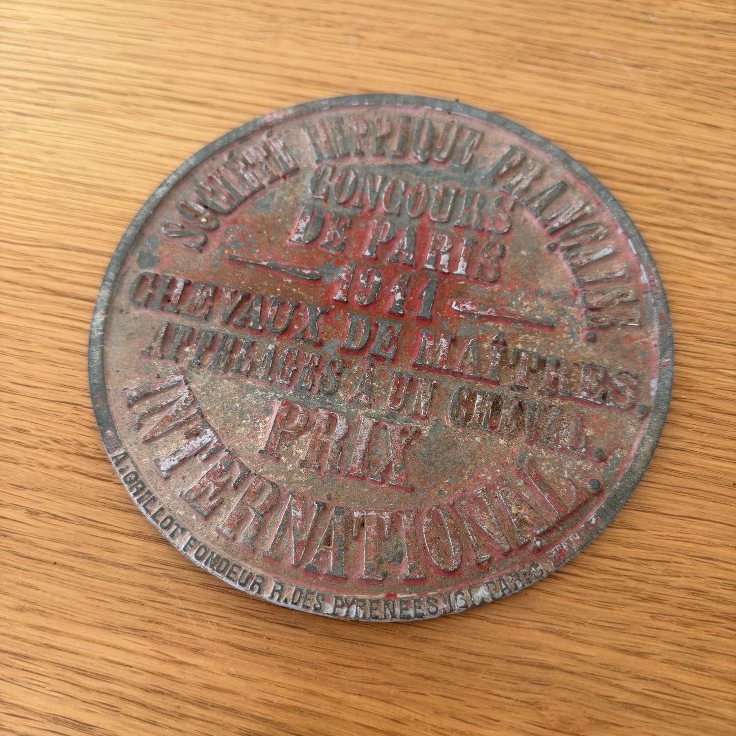 FRENCH VINTAGE AGRICULTURE PLAQUE TROPHY AWARD ANIMALS PRIZE SIGN 1911 0312251