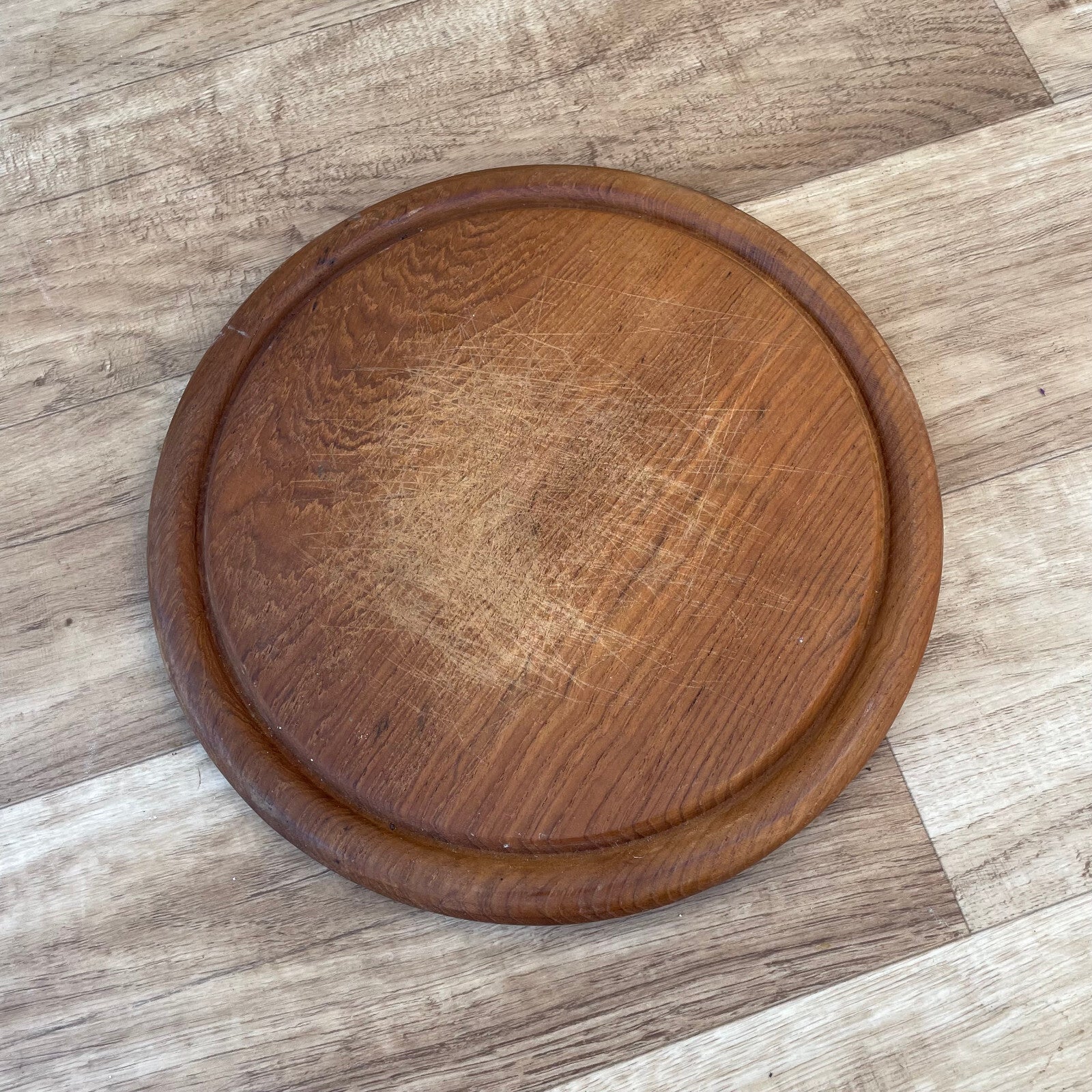 Vintage French Wooden Cutting Board Round Kitchen Chopping Block 2210249 Antique