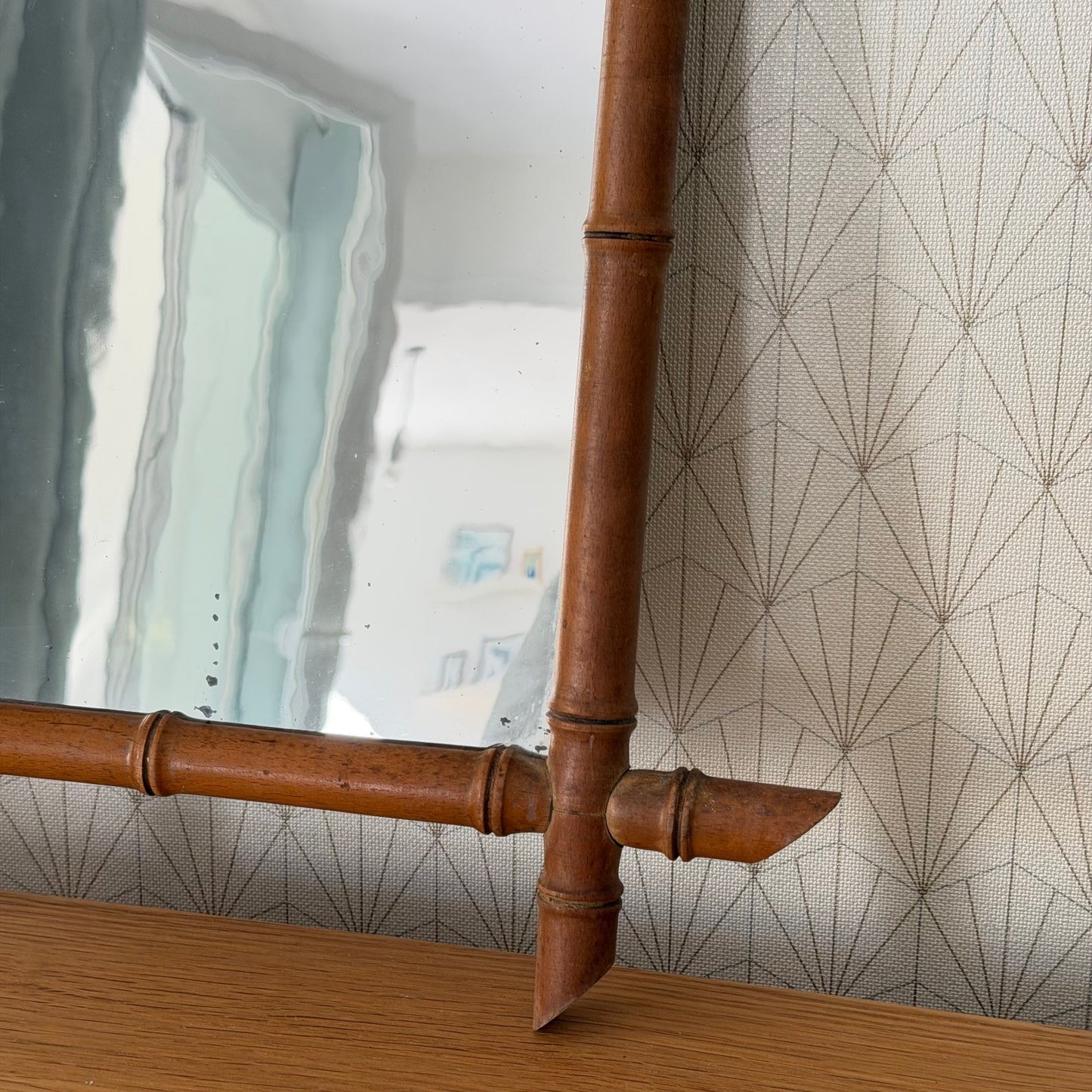 Vintage French wood faux bamboo  WALL-HANGING MIRROR 0210252