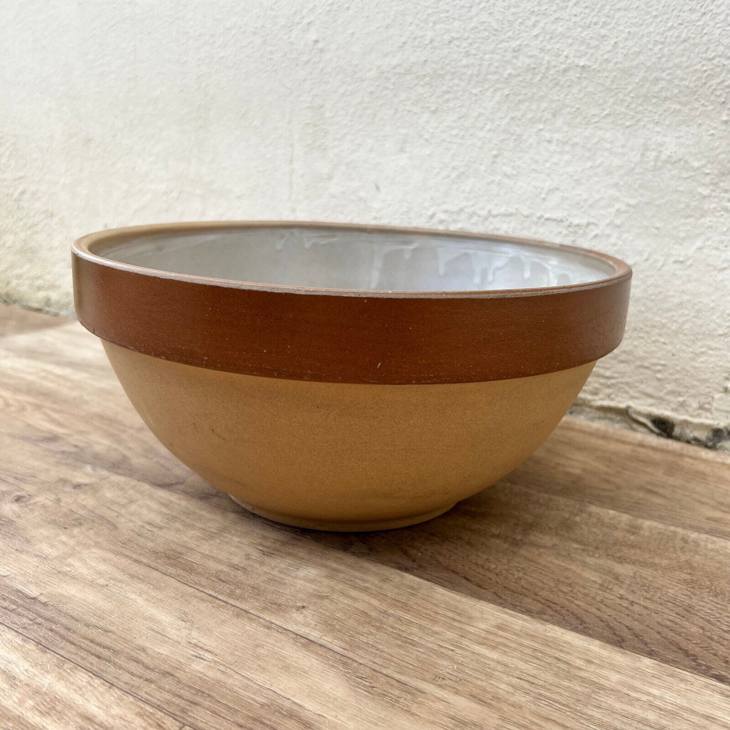 VINTAGE FRENCH STONEWARE SALAD MIXING BOWL TERRINE TIAN 11" 02102210 - Fleamarketfrance