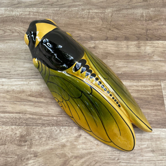 Vintage French Majolica Cicada Wall Pocket Vase Provence 0910251*