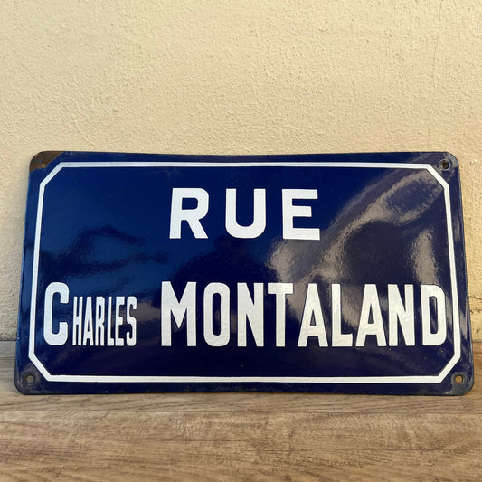Vintage French Street Sign Rue Charles Montaland Blue Enamel Plaque 0903252 Fleamarketfrance
