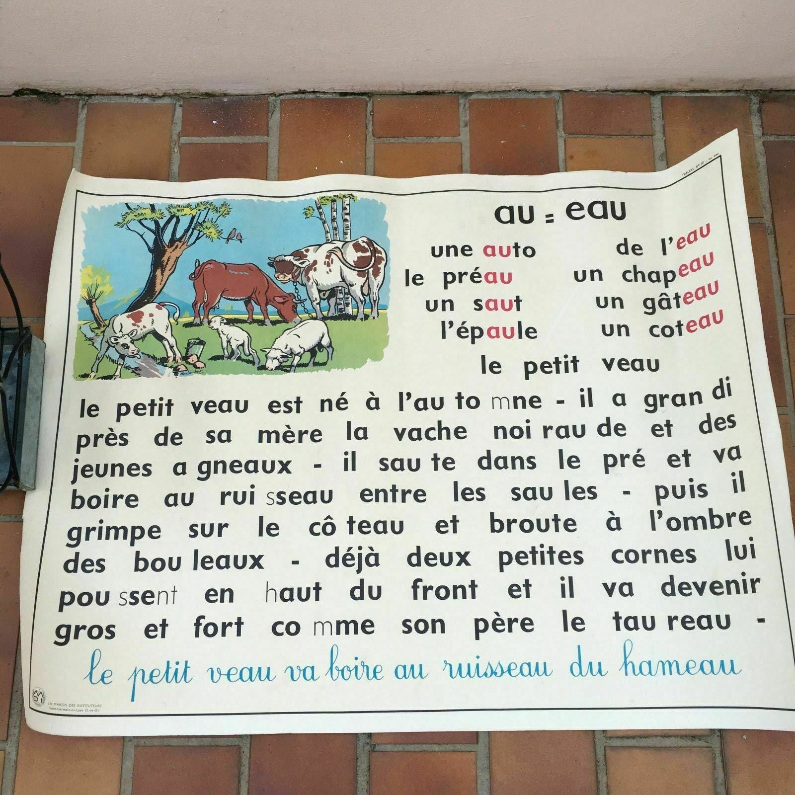 Vintage French School Poster Double Sided Teaching Chart Maritime Farm 2 Fleamarketfrance