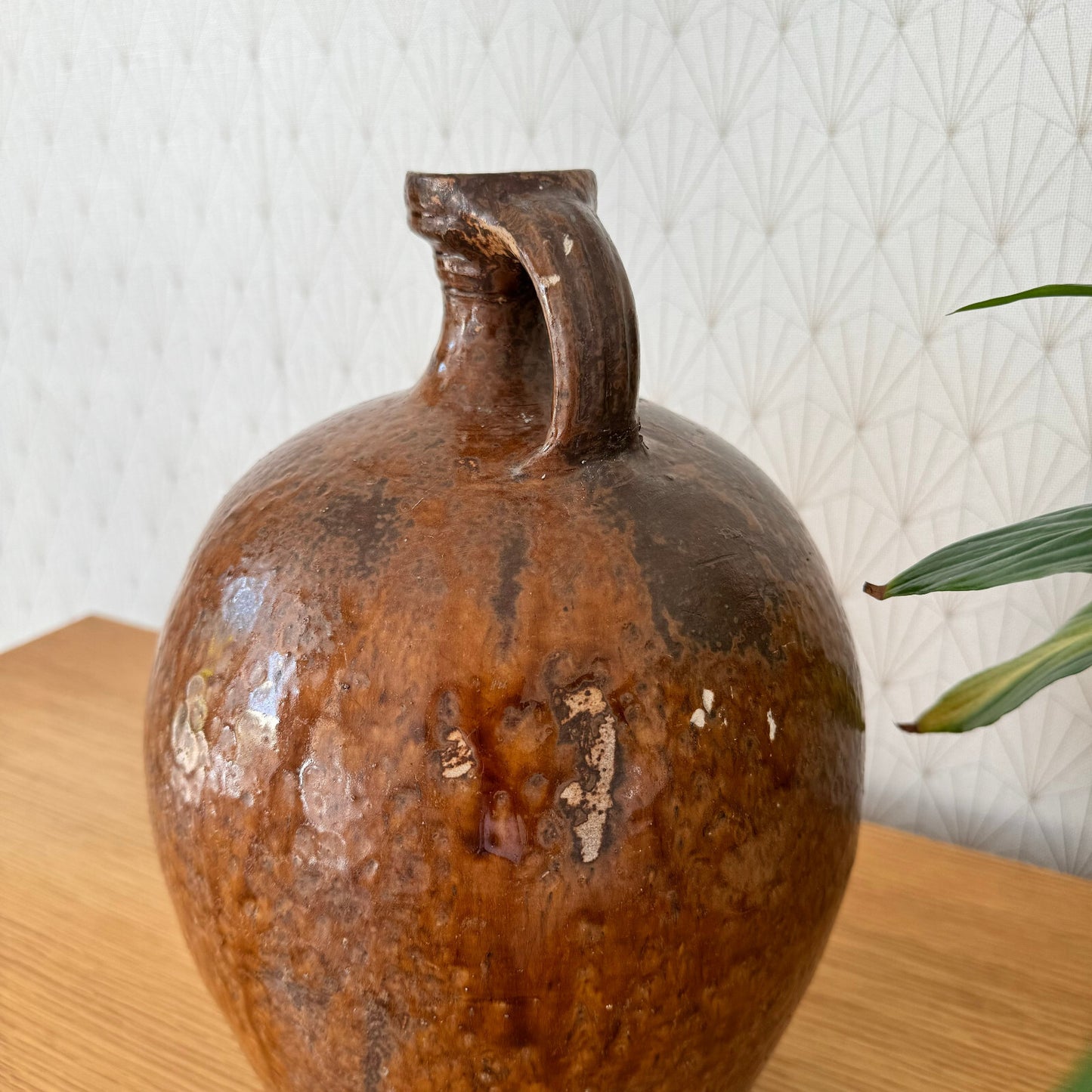 Antique French Stoneware Jug Brown Glazed Pottery Pitcher 15062413 Unmarked