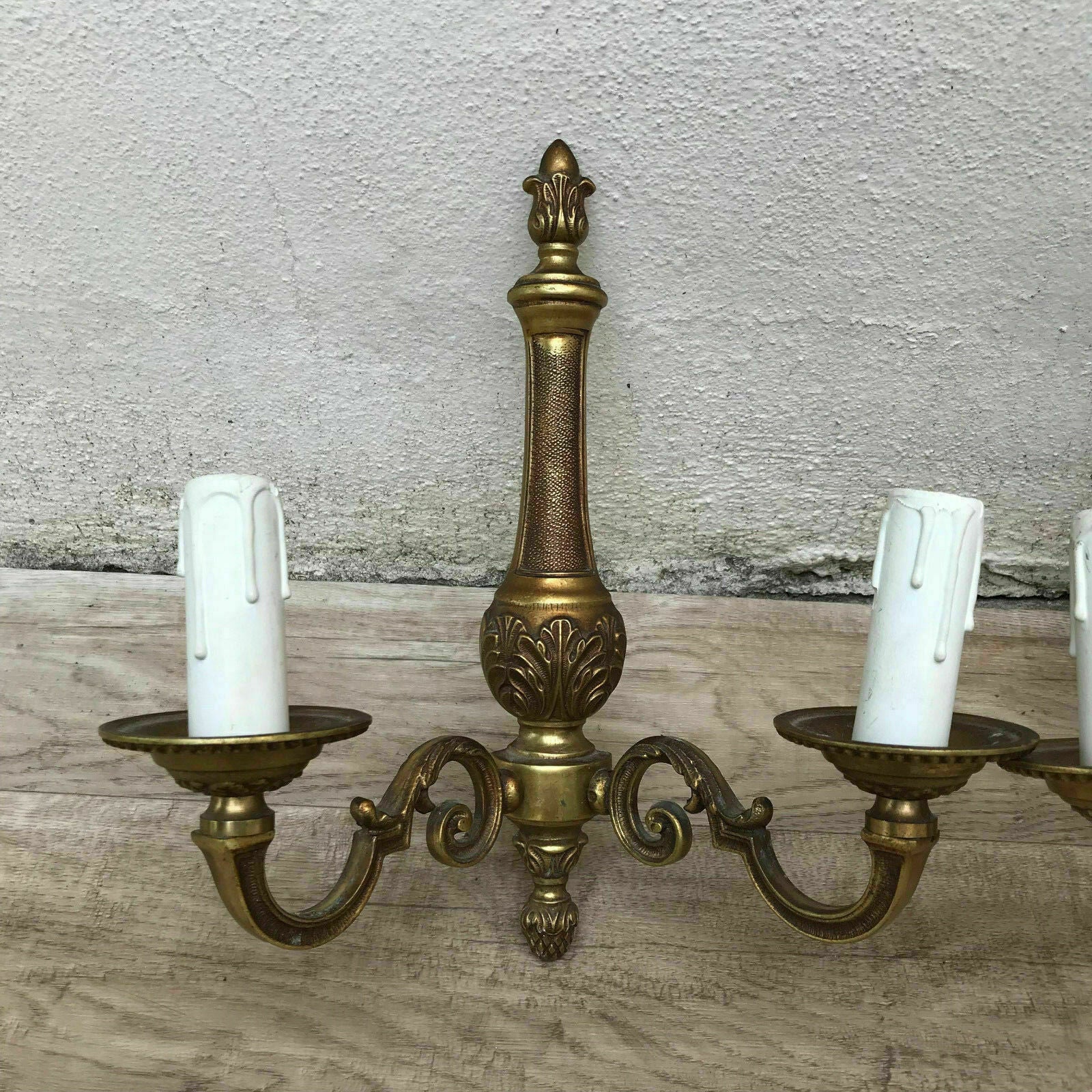 French Bronze Sconces Vintage 2-Light Candle Wall Pair Classical 1406184 Unbranded