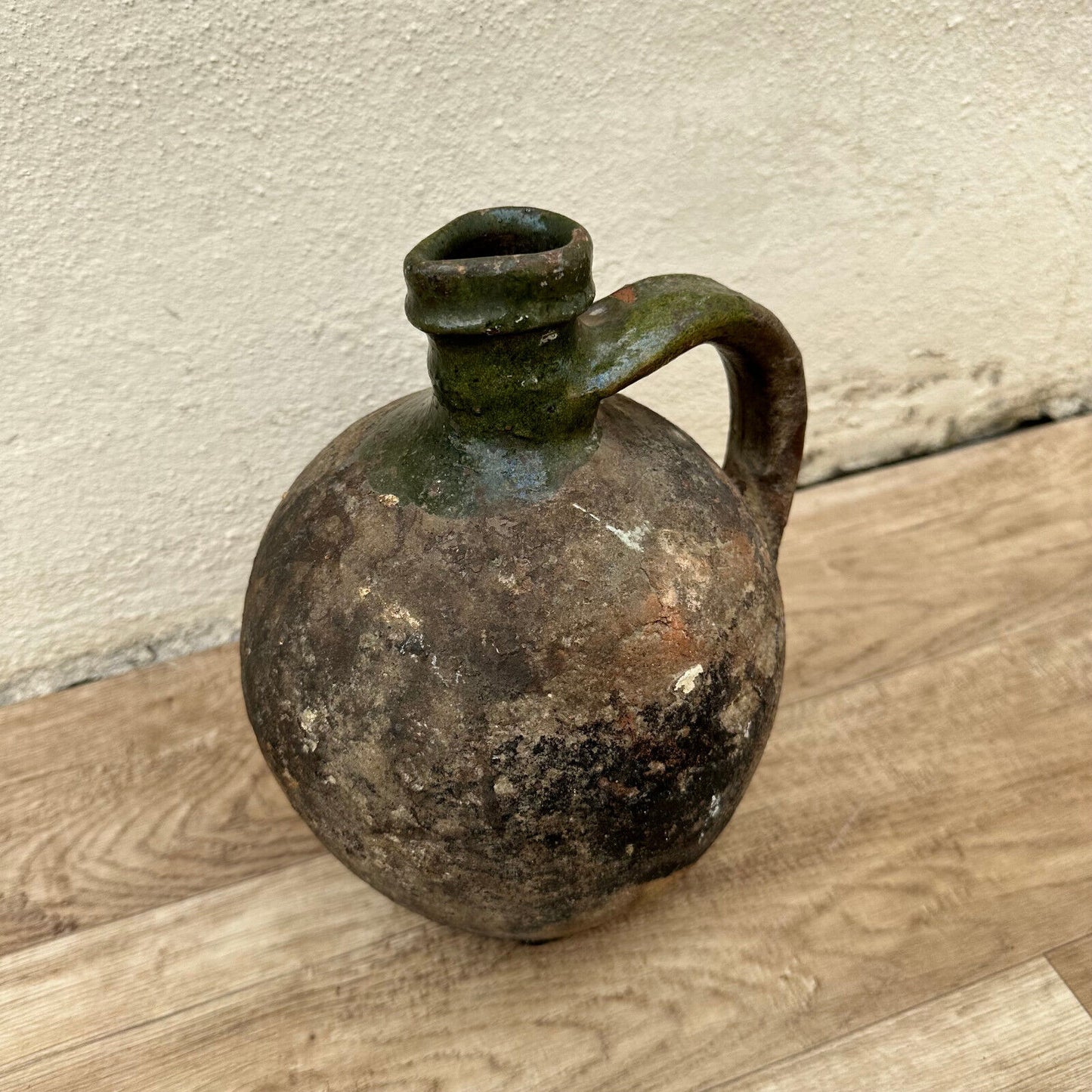 French vintage terracotta potery pitcher from France 04052319 - Fleamarketfrance