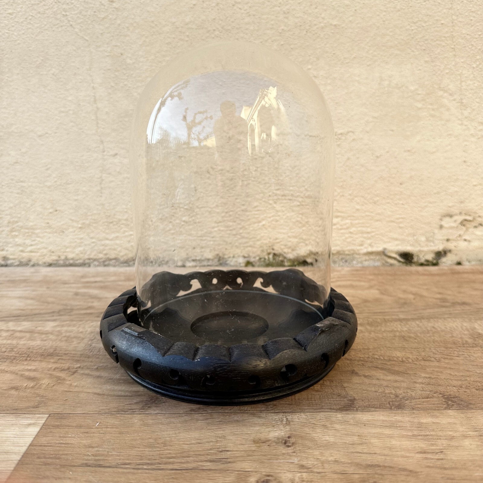 Antique French Glass Display Dome Cloche Wood Base Victorian 16122323 Globe