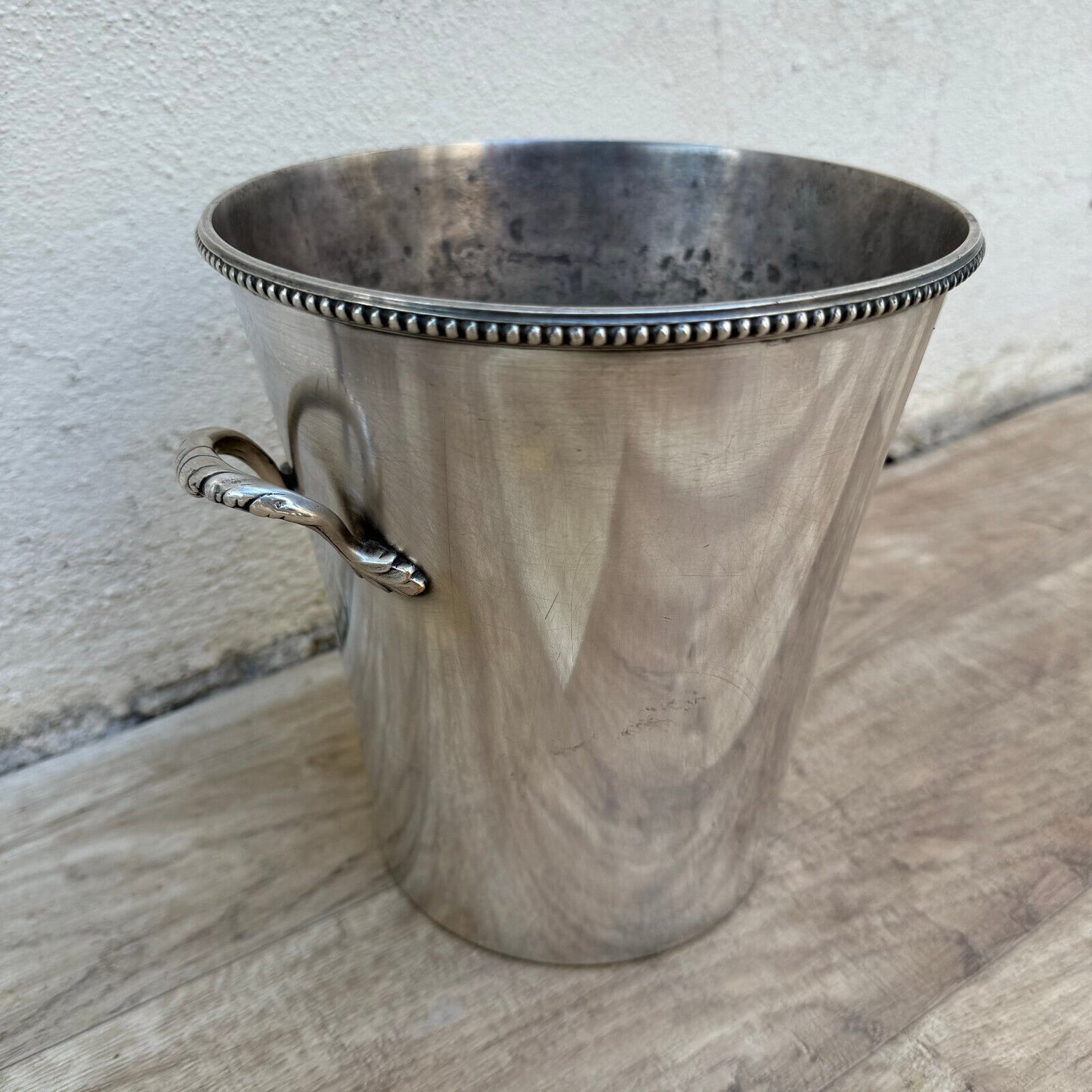 Vintage French Champagne Silverplate Ice Bucket Cooler Pearl 1012241 - Fleamarketfrance