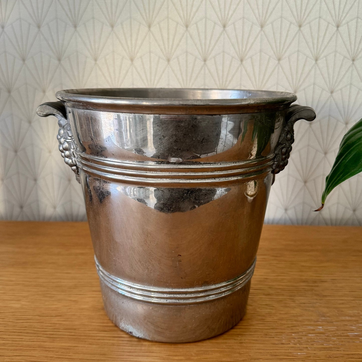 French Silverplate Ice Bucket Champagne Cooler Grape Handles 0703241 Fleamarketfrance