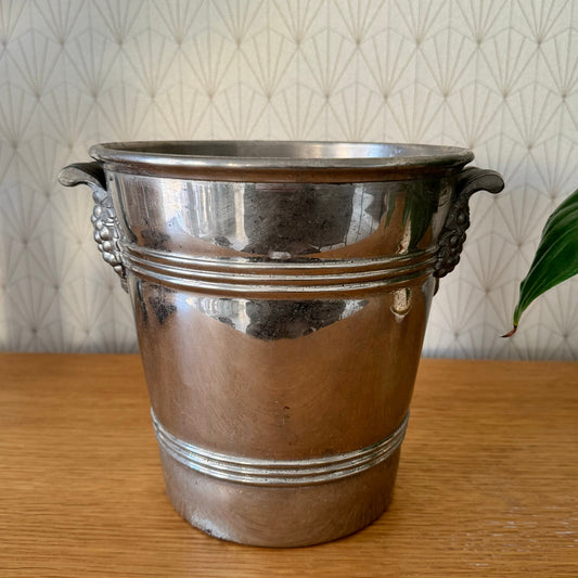 French Silverplate Ice Bucket Champagne Cooler Grape Handles 0703241 Fleamarketfrance
