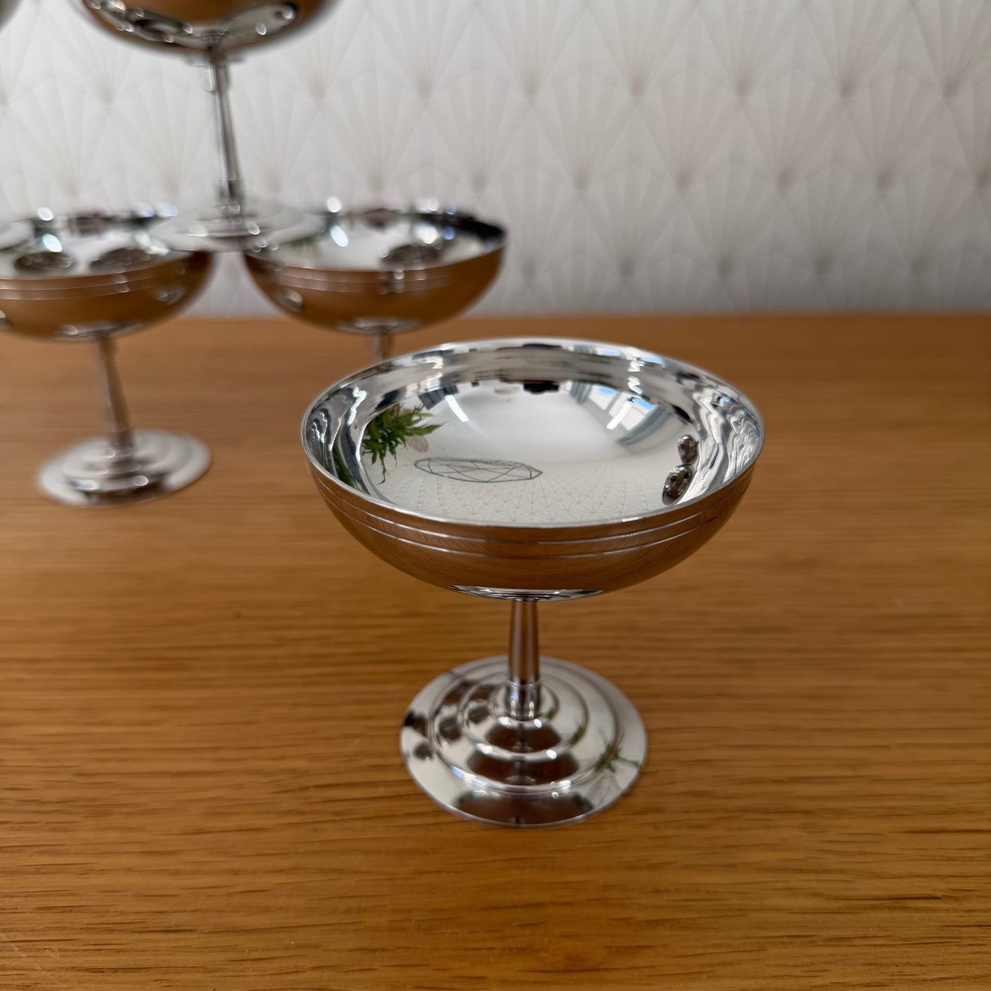 Set Of 6 Vintage French Inox Stainless Goblet Ice Cream Cup LETANG REMY 0111252