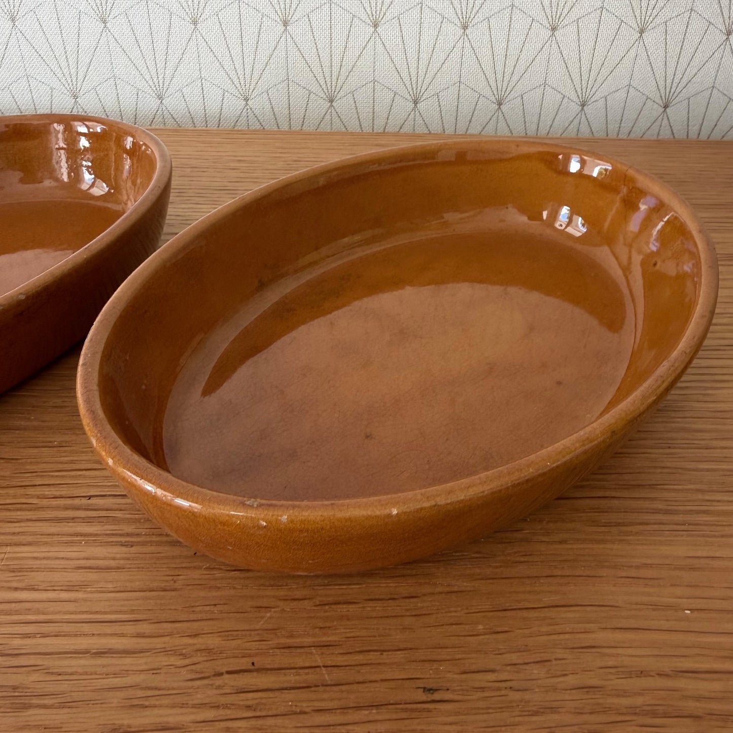 2 Vintage French Stoneware Gratin Dish Oval Rustic Pottery 1606266 Fleamarketfrance