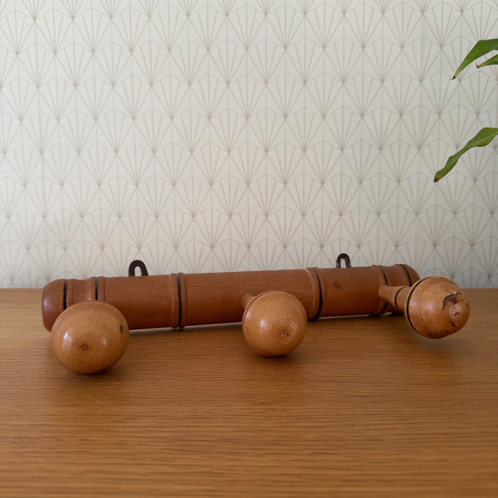 Antique French Coat Hook Hat 3 Pegs Hanger Faux Bamboo rack 0101268 Unbranded
