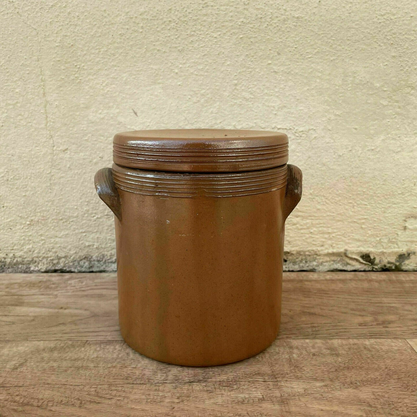 Vintage French Confit Pot Brown Stoneware Pottery Kitchen Jar 0904212 Unmarked