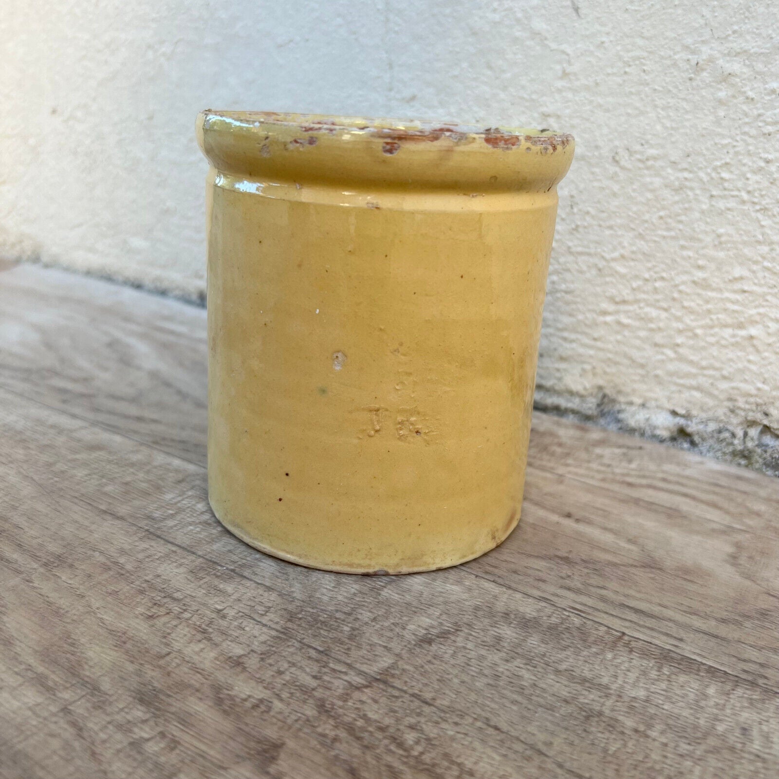 HANDMADE GLAZED YELLOW ANTIQUE FRENCH CONFIT POT SMALL TERRACOTTA 2905242 - Fleamarketfrance