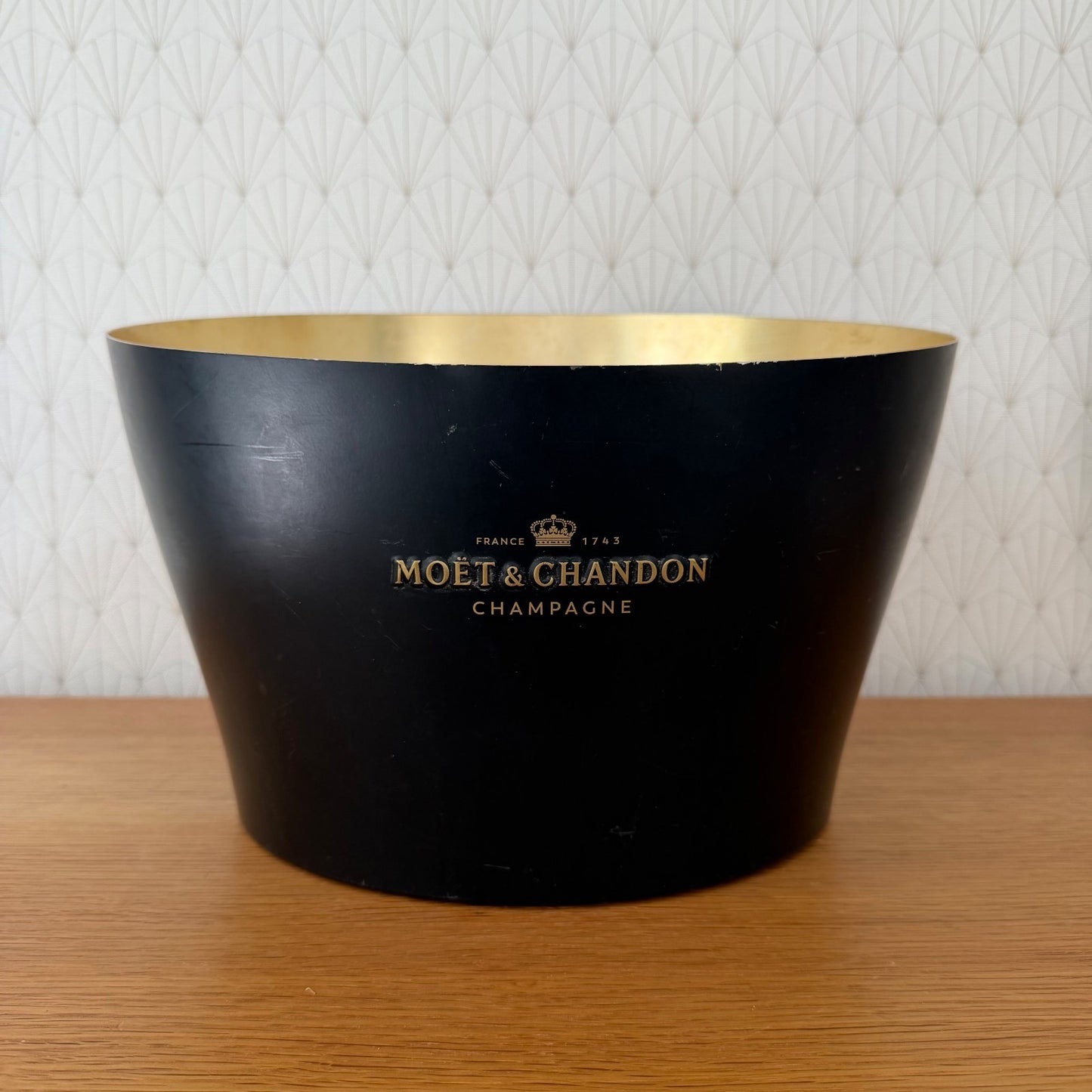 French Champagne Ice Bucket Black Metal Wine Cooler Moet chandon 04092612