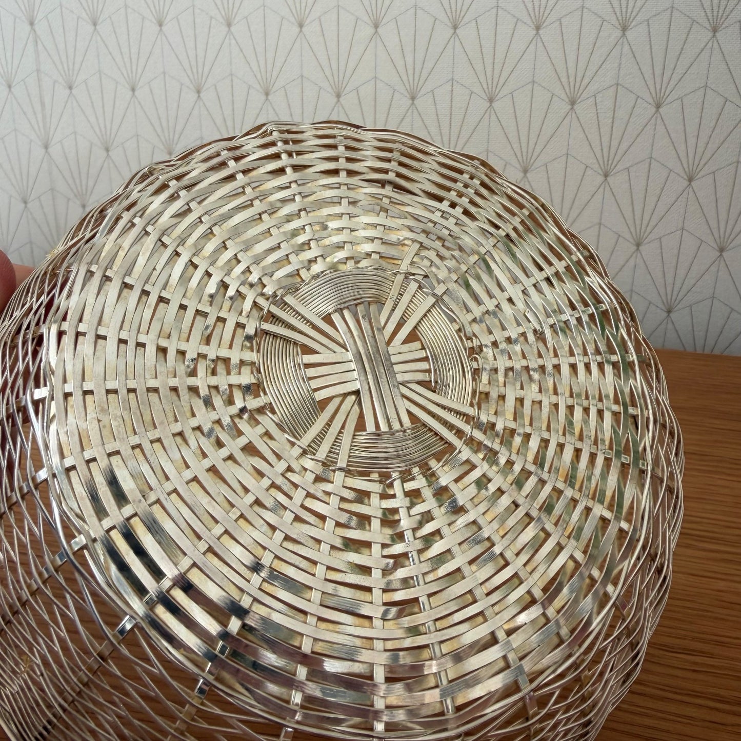 French Silverplated Bread Basket Vintage Woven Metal Bowl 2101266 Unbranded