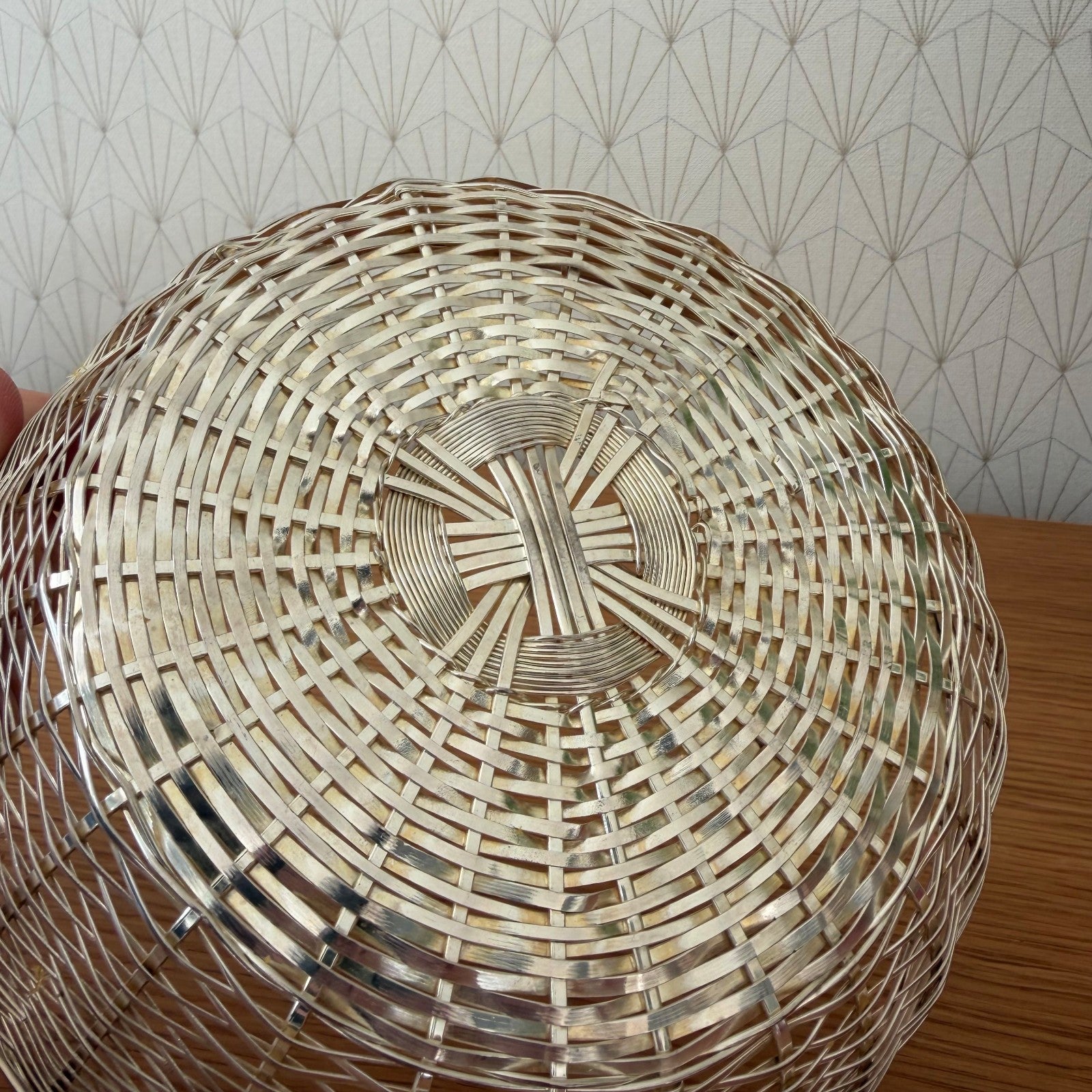 French Silverplated Bread Basket Vintage Woven Metal Bowl 2101266 Unbranded