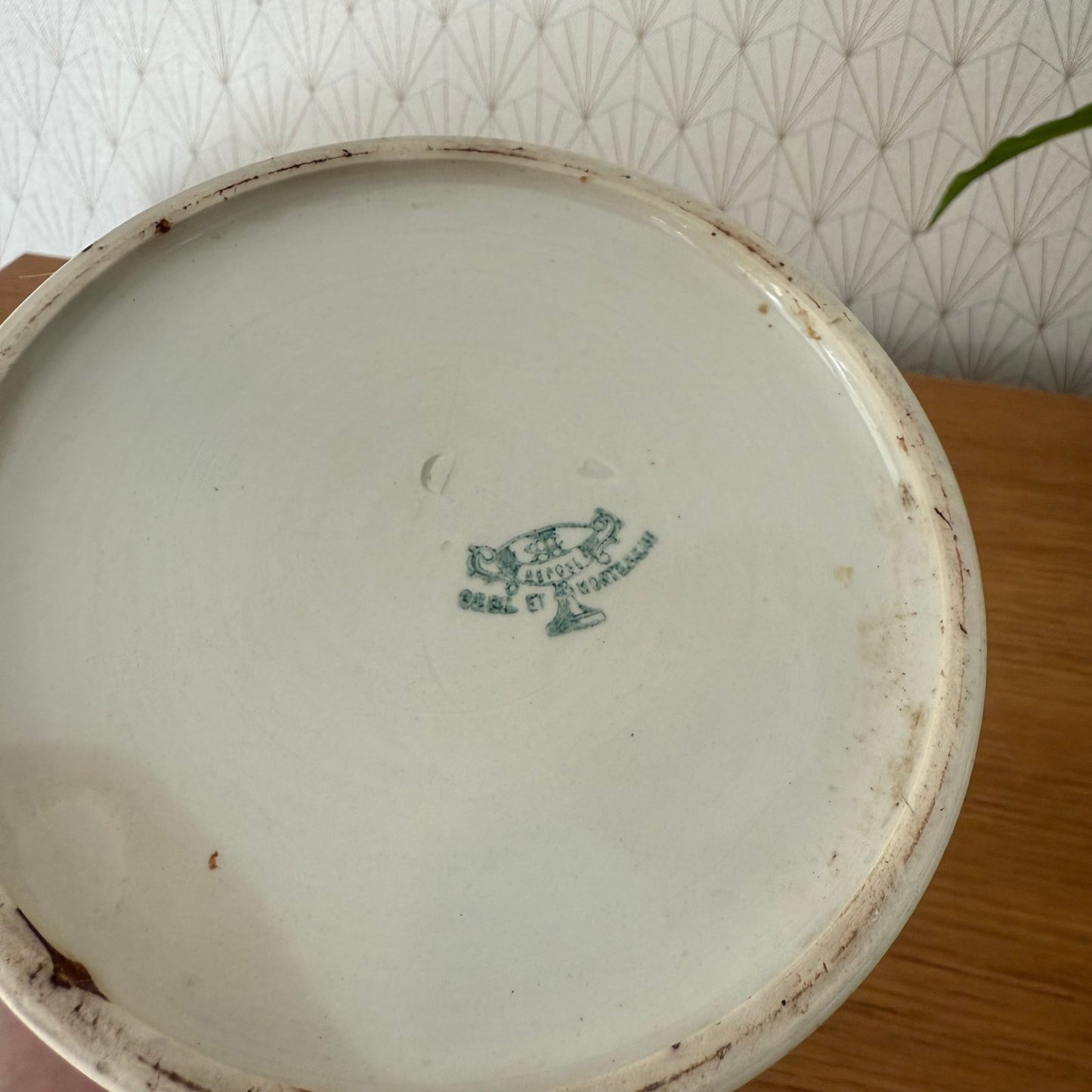 HANDMADE GLAZED White FRENCH CONFIT JAM POT CREIL MONTEREAU 1209252