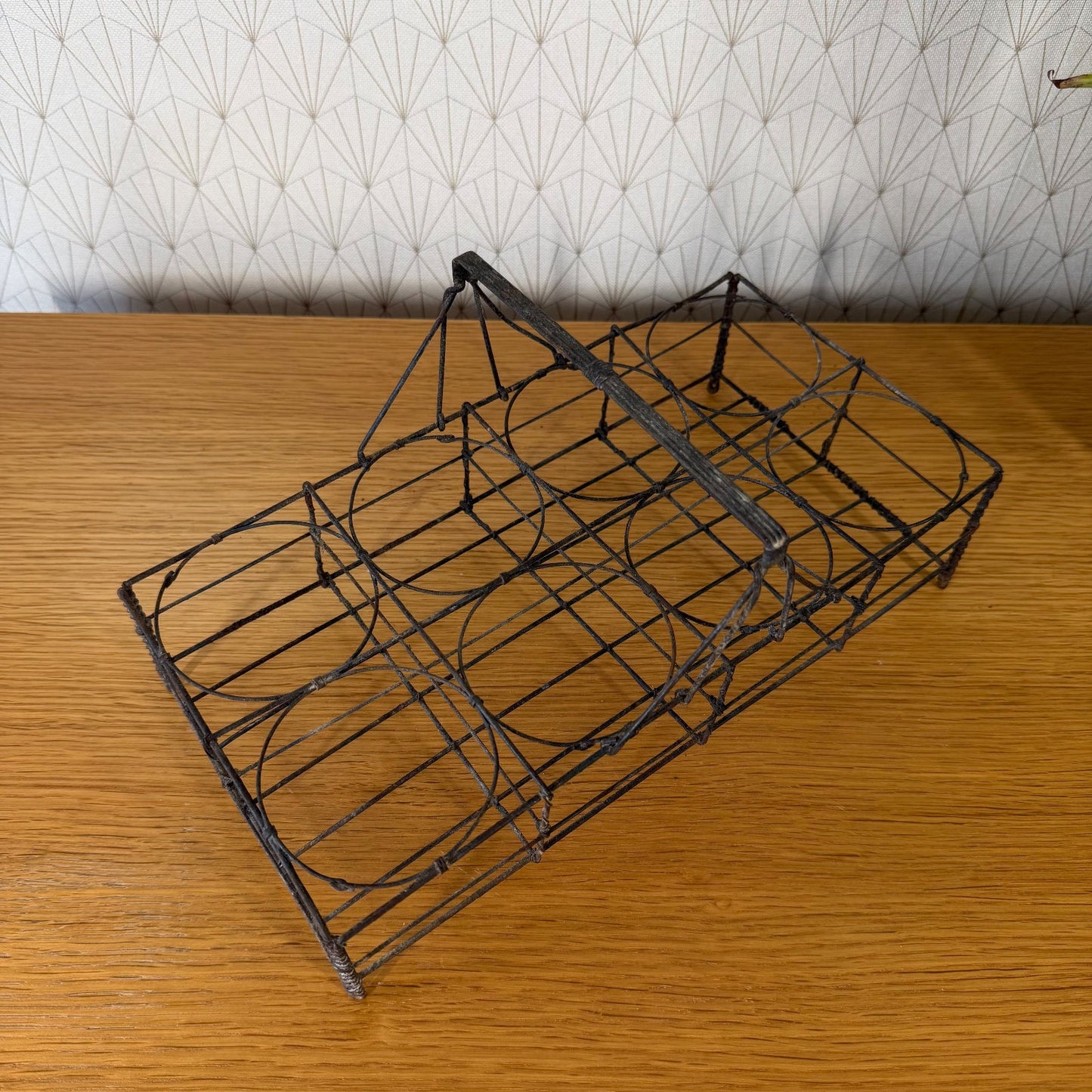 Vintage Wire Basket Carrying Caddy With Handle for 8 Glasses 2201264 Unbranded