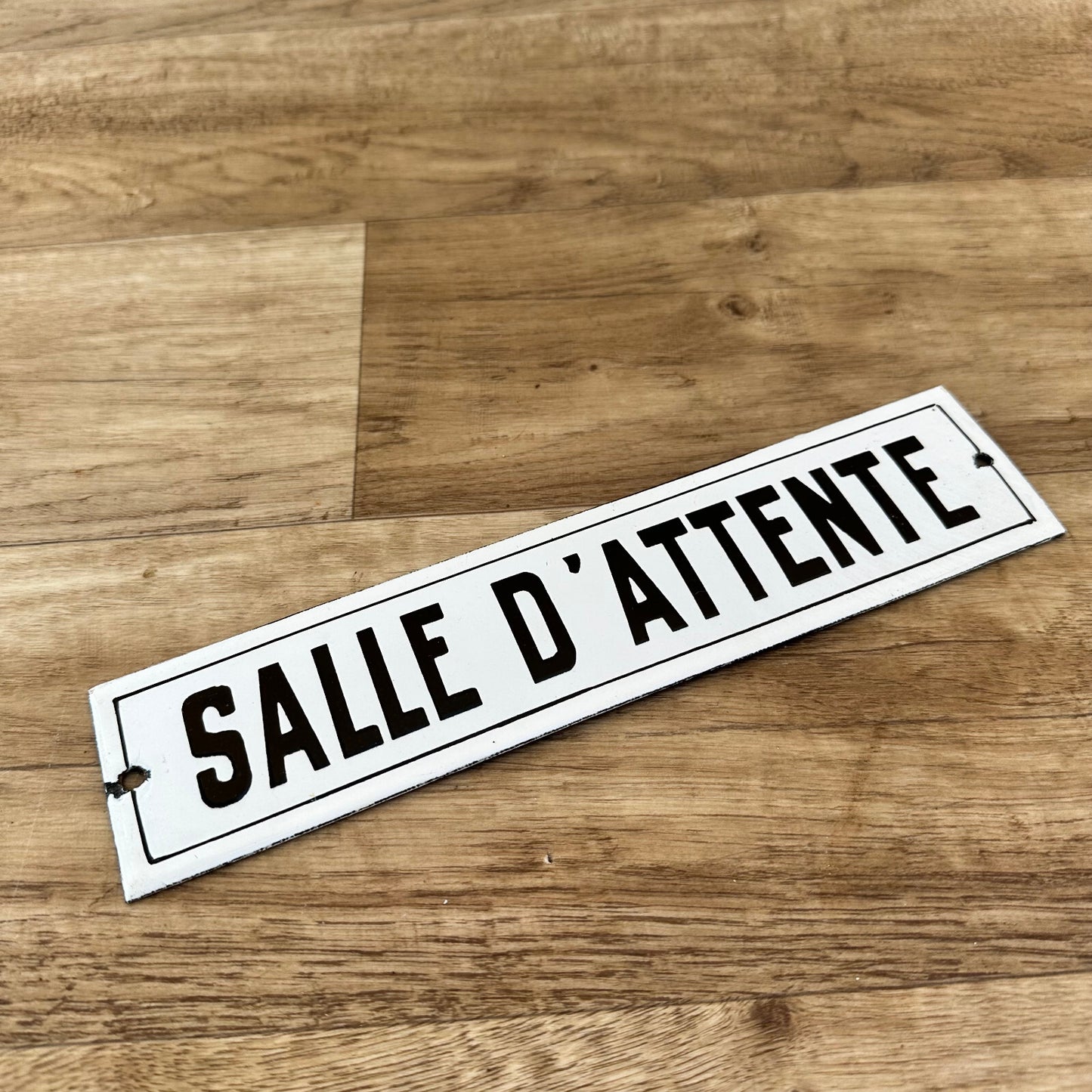 Vintage French Enamel Sign Salle d'Attente Waiting Room Door Plaque 0709236 Unbranded