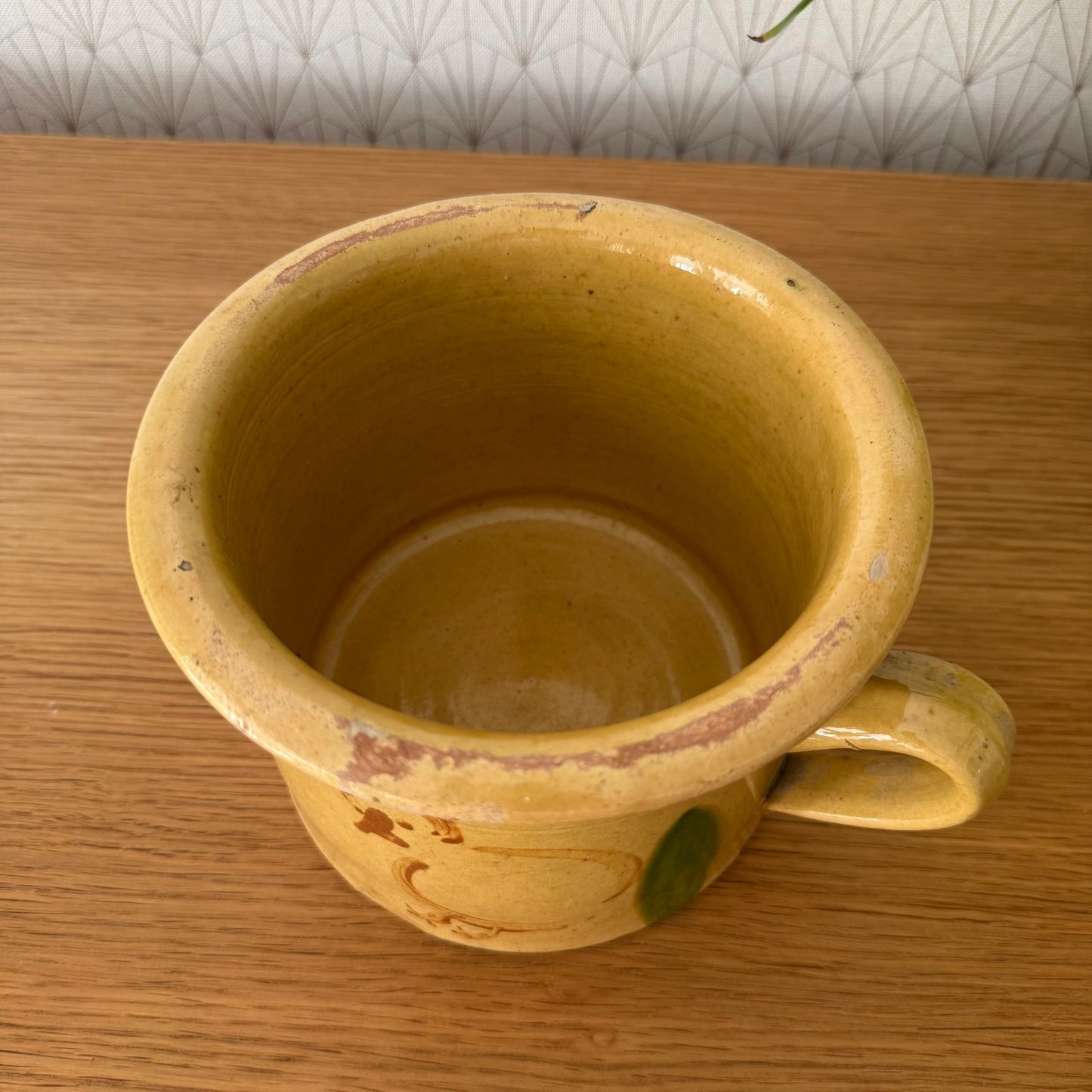 French Pottery Mug Rooster Yellow Terracotta Hand Painted Vintage 0409256 Fleamarketfrance : French vintage and antique decor