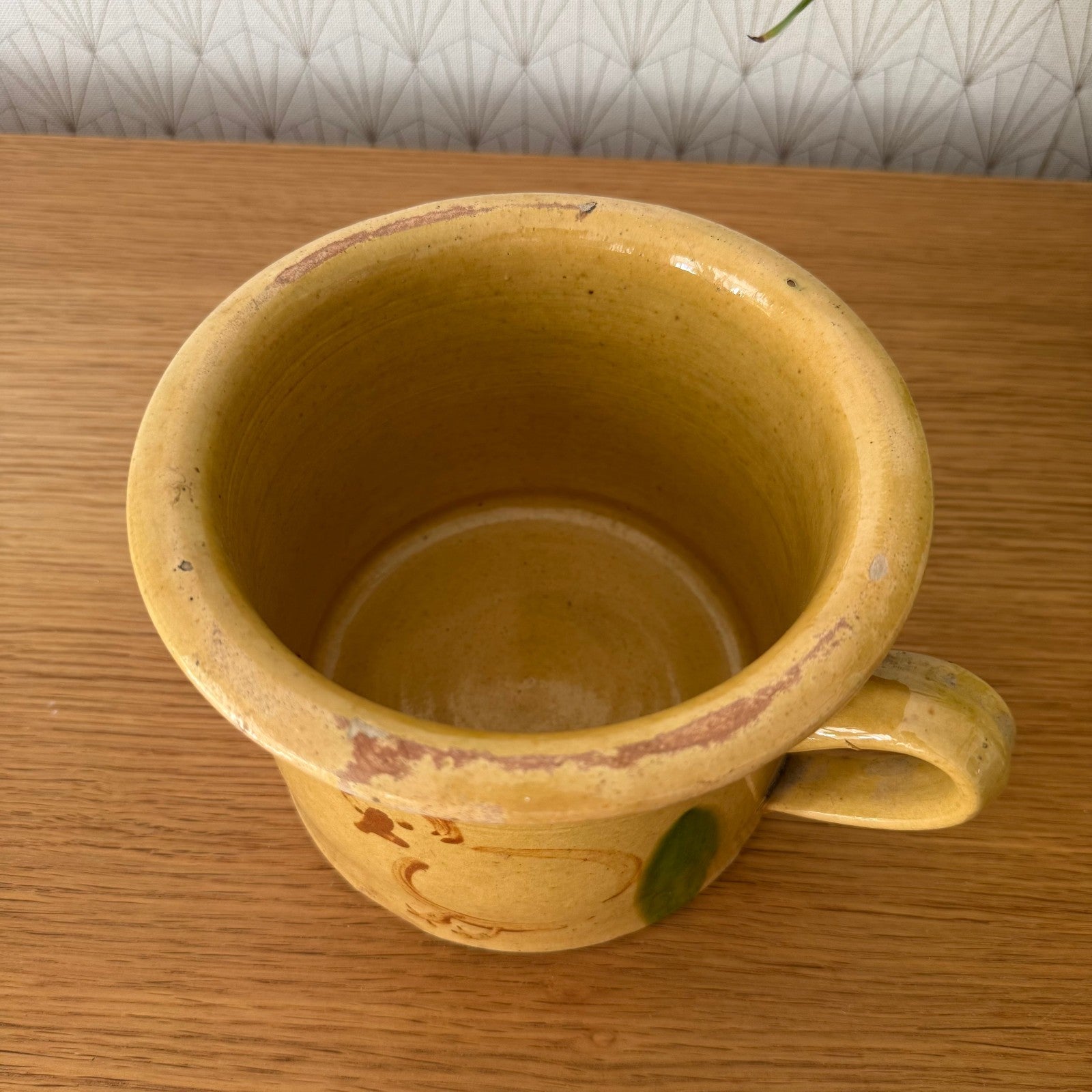 French Pottery Mug Rooster Yellow Terracotta Hand Painted Vintage 0409256 Fleamarketfrance : French vintage and antique decor