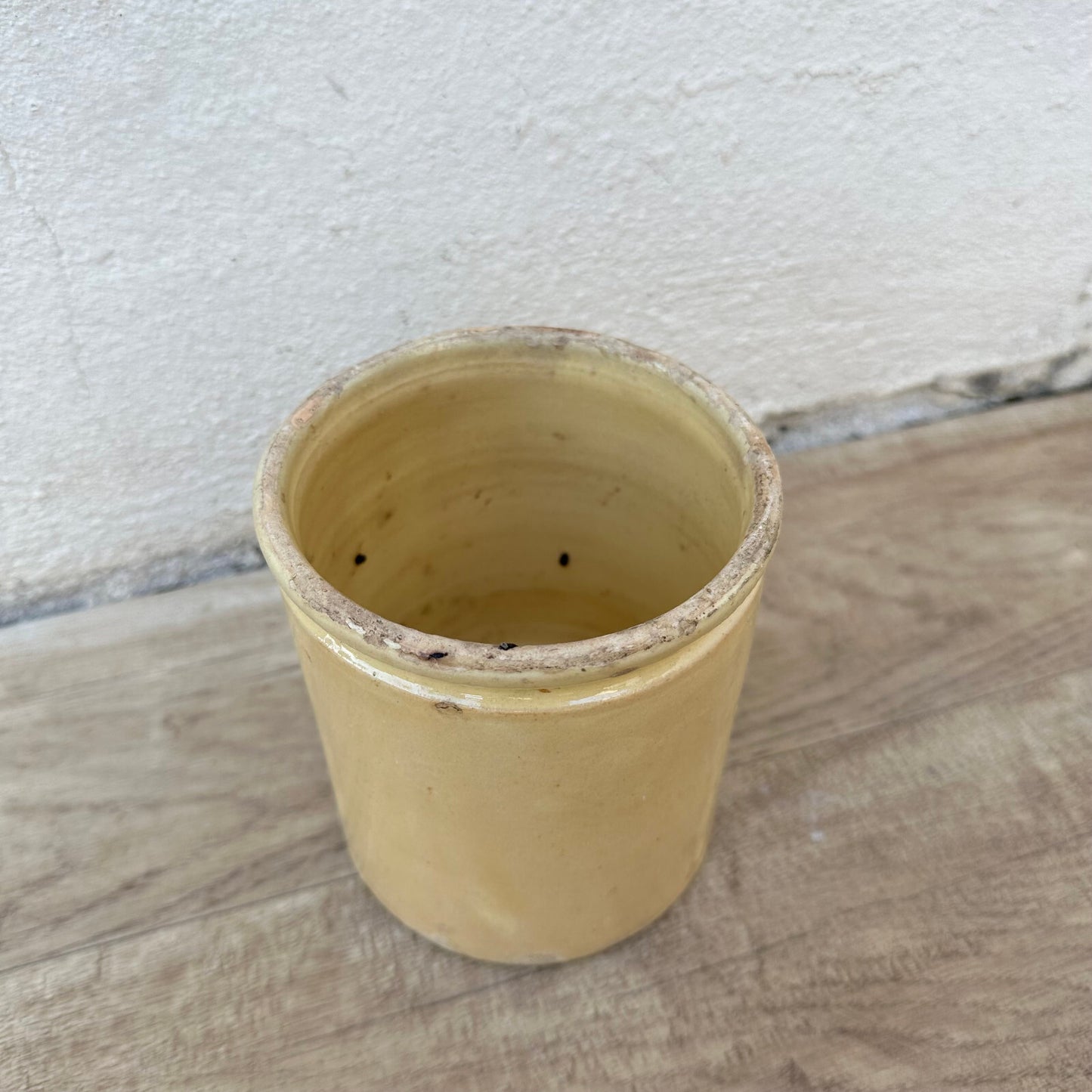 Antique French Confit Pot Yellow Glazed Terracotta Crock Jar 0706236 Unmarked