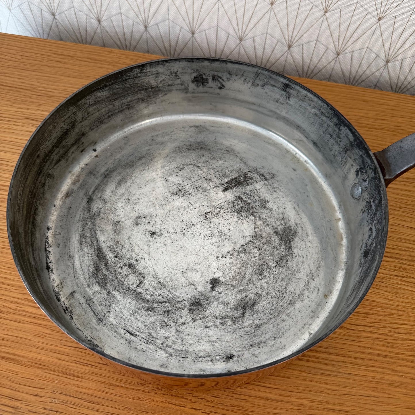 French Copper Sauteuse Pan Villedieu Tin Lined Professional Cookware 0505262 Unbranded
