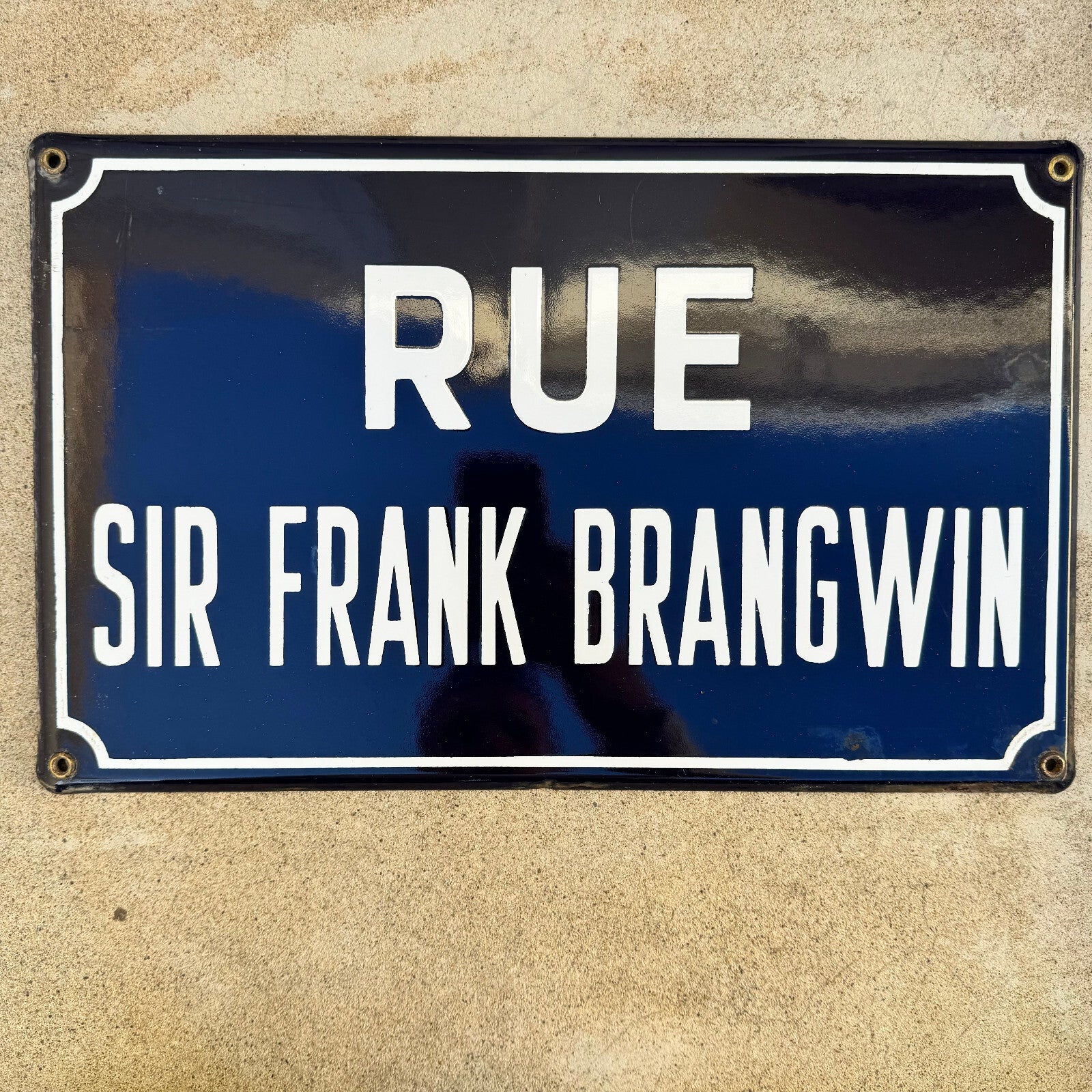 Vintage French Street Sign Enamel Rue Sir Frank Brangwyn Plaque 13042441 Fleamarketfrance