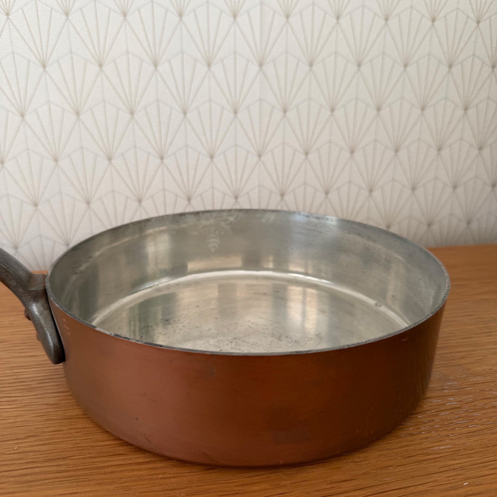 French Copper Sauteuse Pan Villedieu Tin Lined Vintage Cookware 1801264 Unbranded