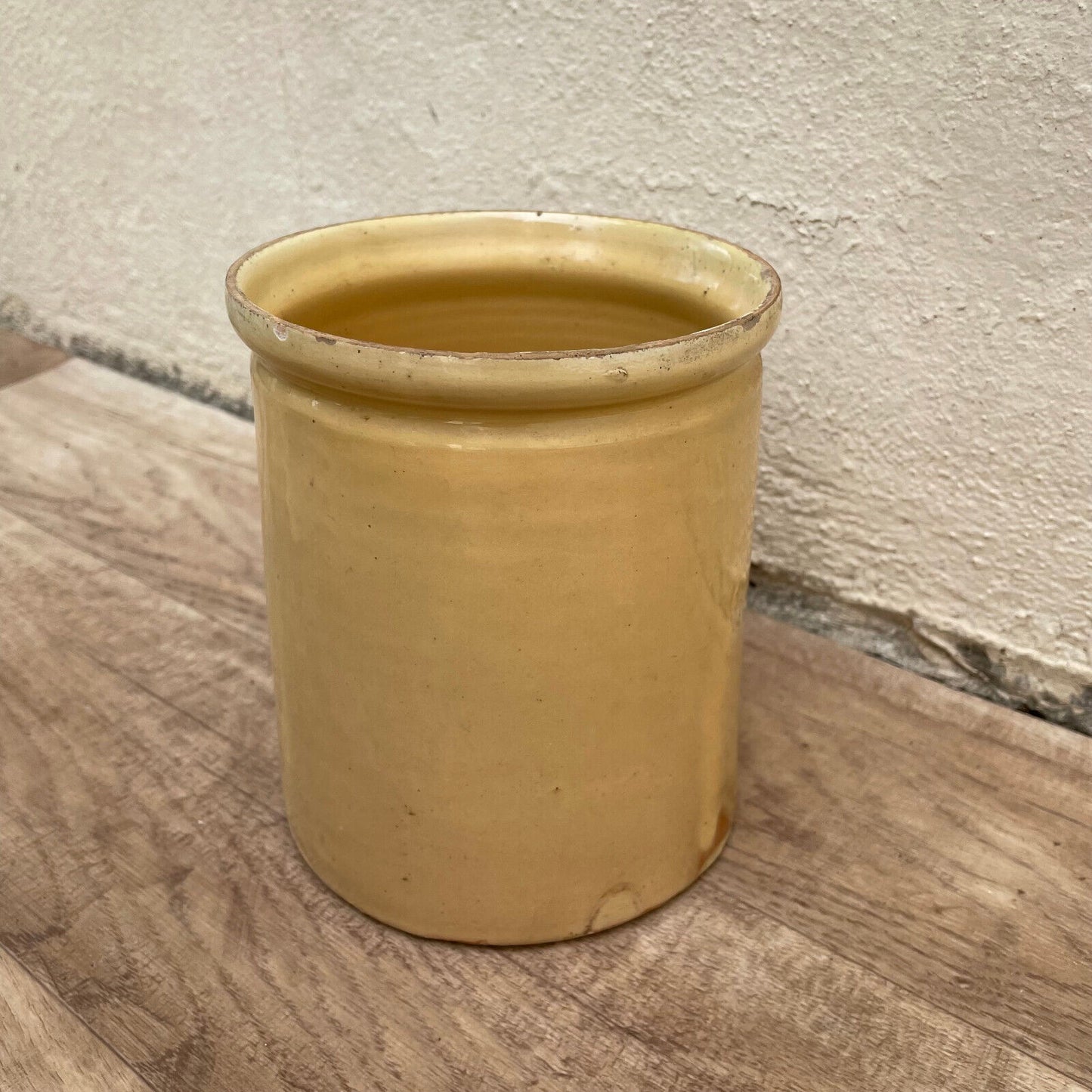 Handmade Glazed Yellow Antique French Confit Jam Pot Terracotta 1903252