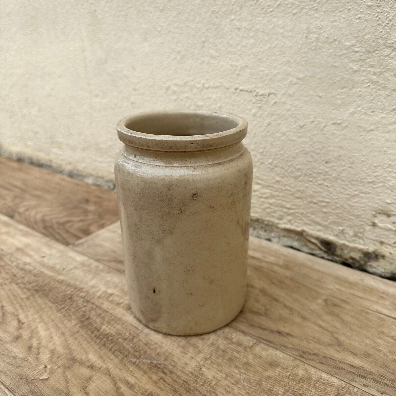 HANDMADE GLAZED GREY FRENCH CONFIT JAM POT SMALL STONEWARE 5 1/2" 1105237 - Fleamarketfrance