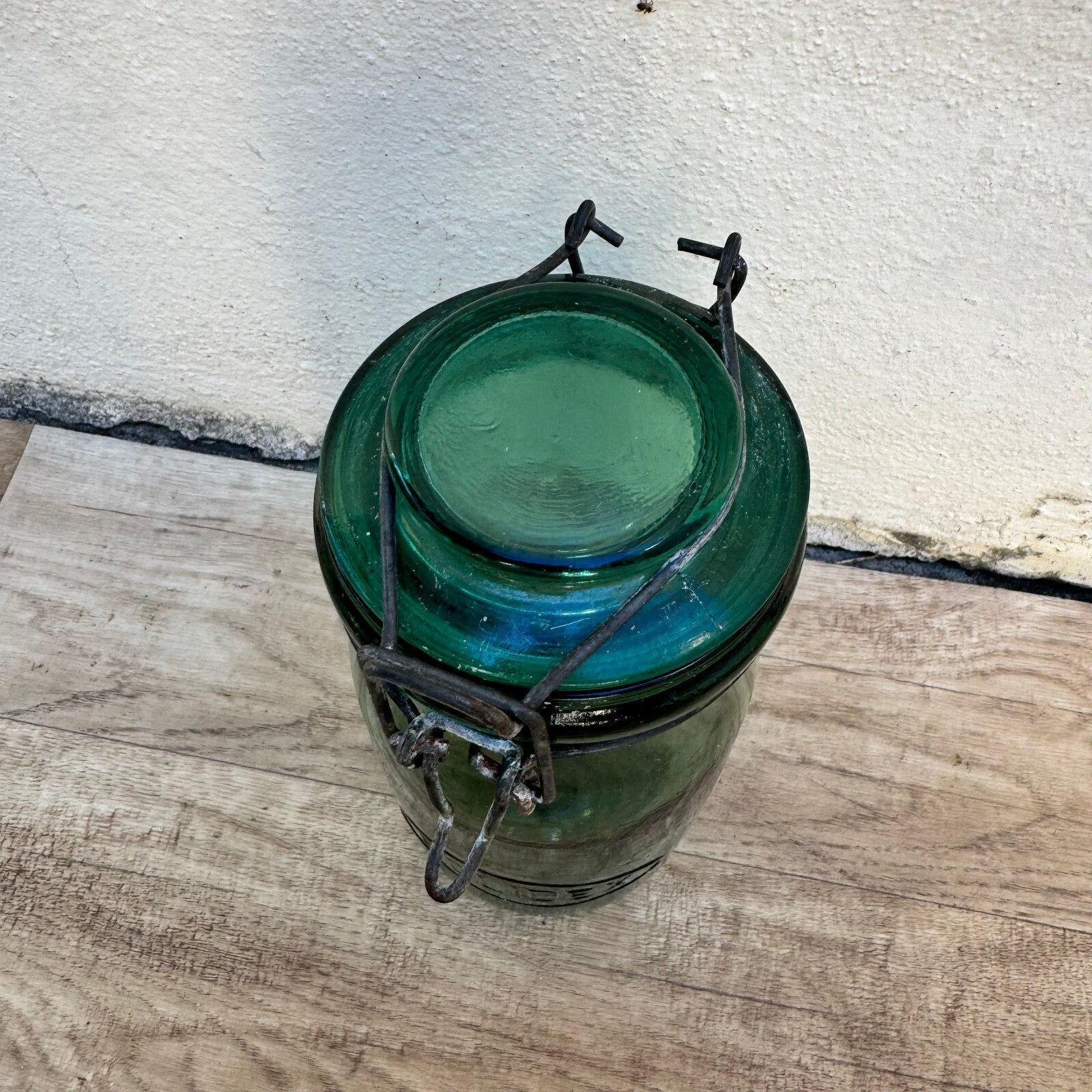 Vintage French Preserving Jar L'Ideal Green Glass Wire Bail 18102312 Fleamarketfrance