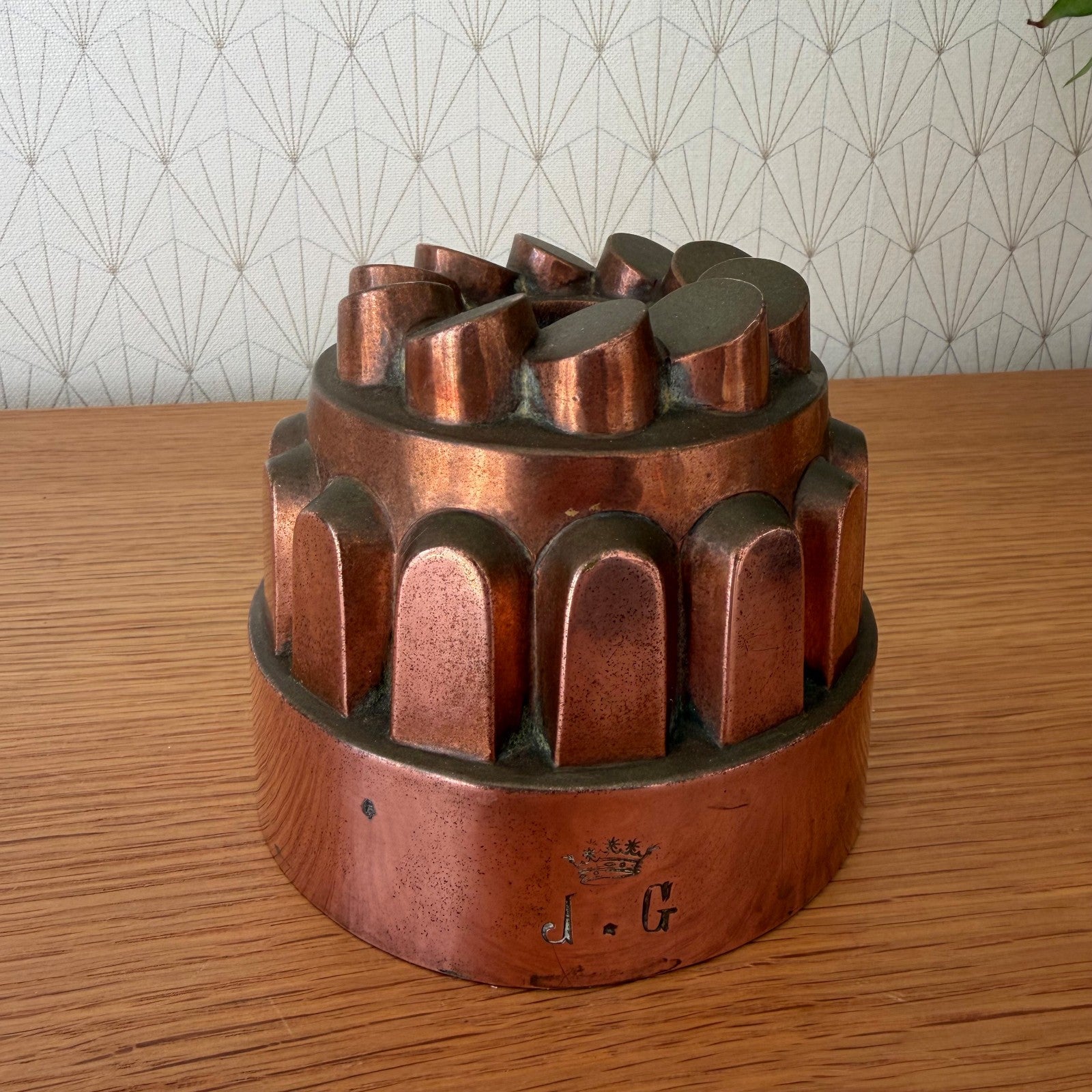 French Copper Bundt Mold Vintage Tin Lined Cake Pan 11" Fluted 07122310 Unbranded