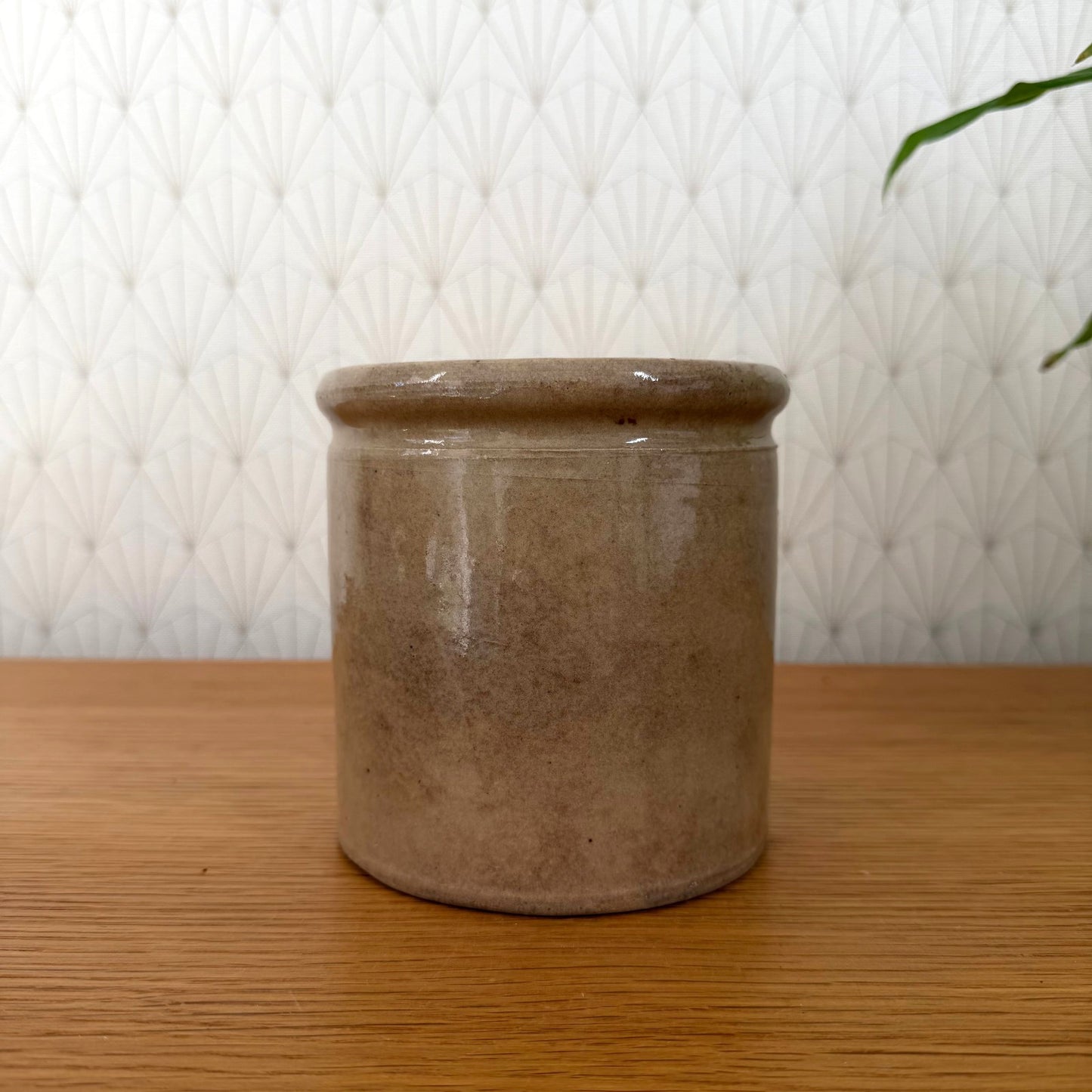 HANDMADE GLAZED BROWN ANTIQUE FRENCH CONFIT JAM POT STONEWARE 111255