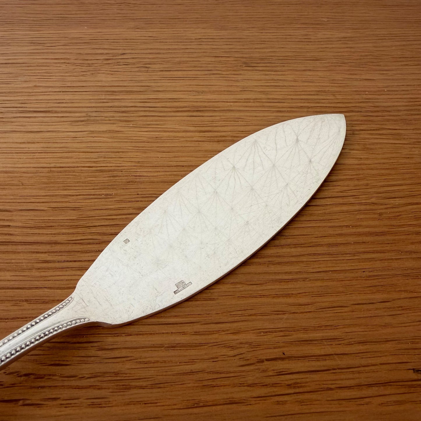 Christofle Silver Plated Fish Knife Server Perle Beaded French 2607261 Christofle