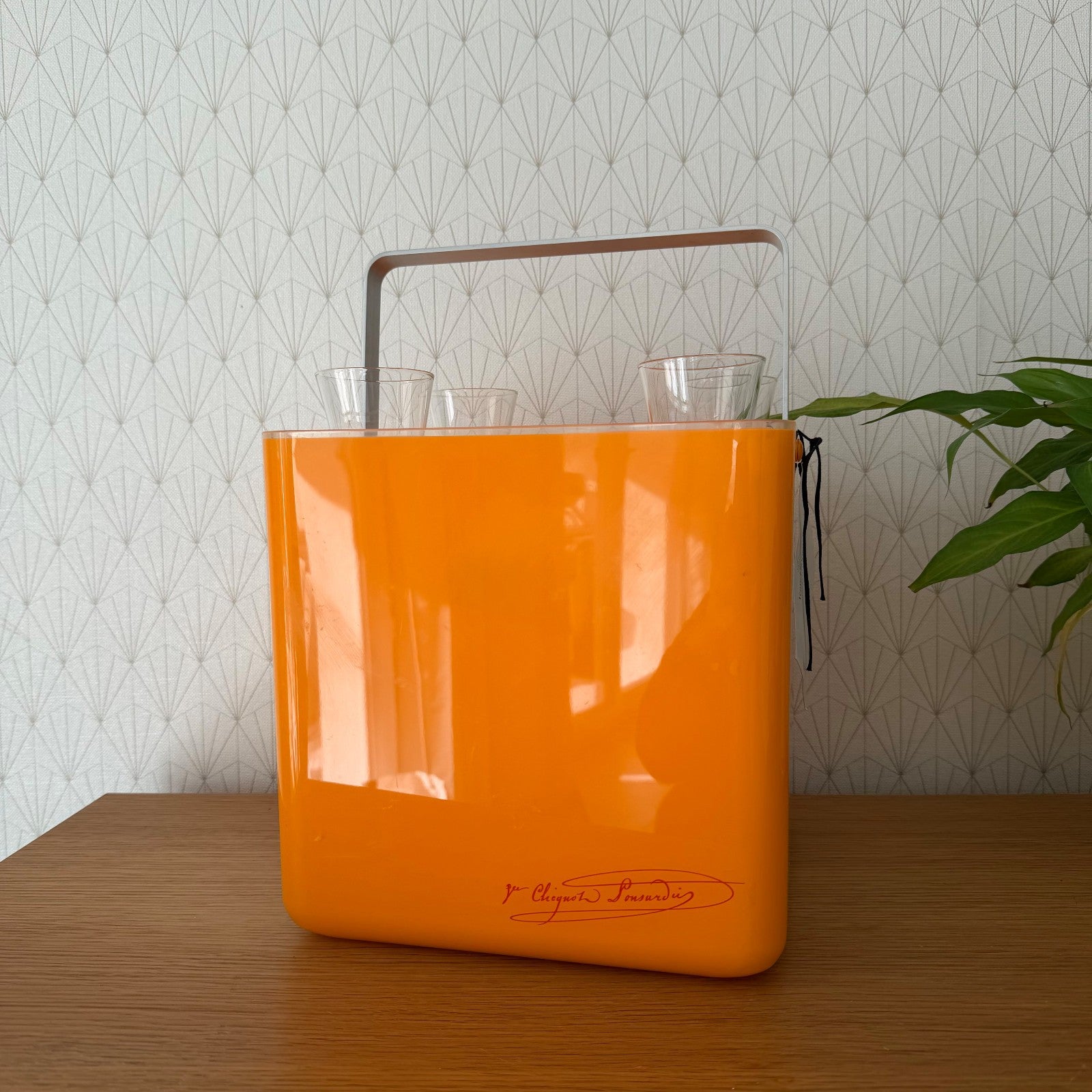 Vintage Veuve Clicquot Orange Champagne Carrier Picnic Set 4 Flutes 2803264 Veuve Clicquot