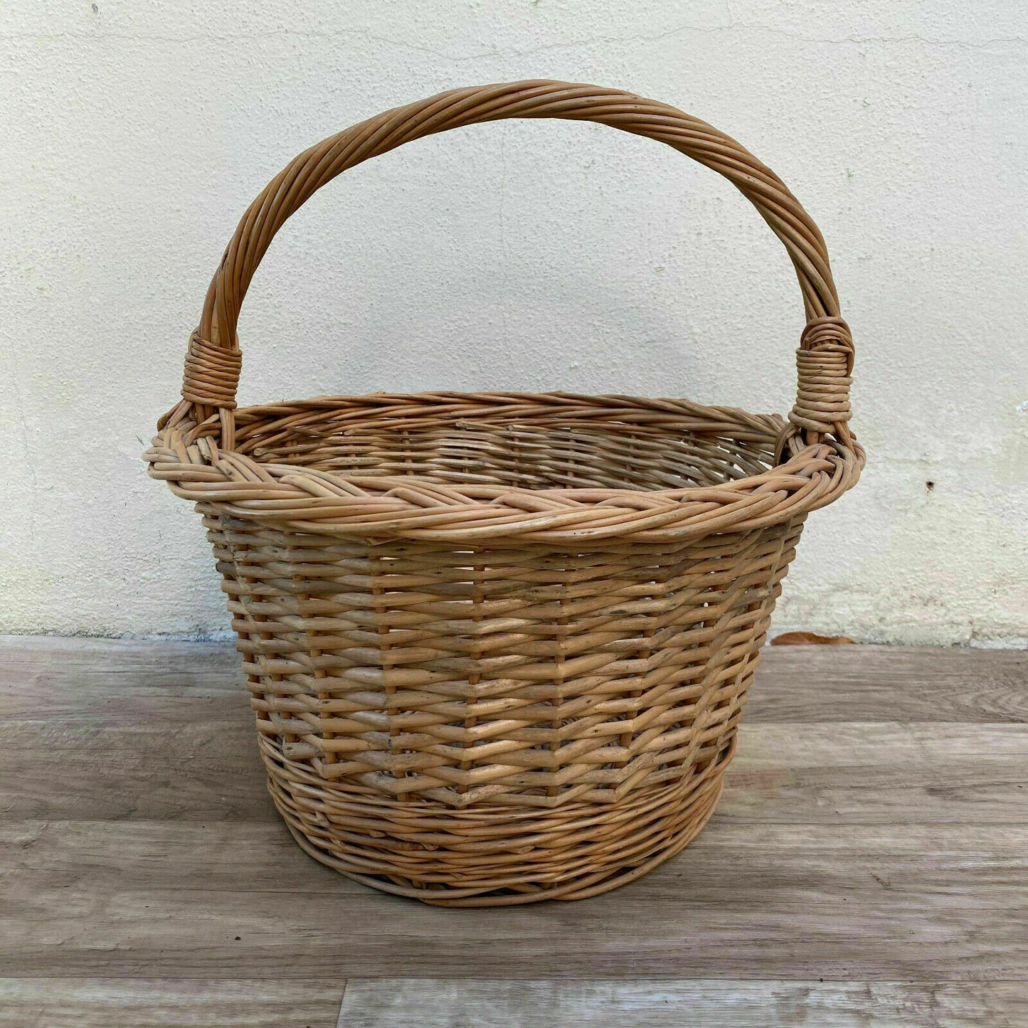 French Wicker Basket Market Shopping Vintage Rattan Handle France 30012121 Fleamarketfrance