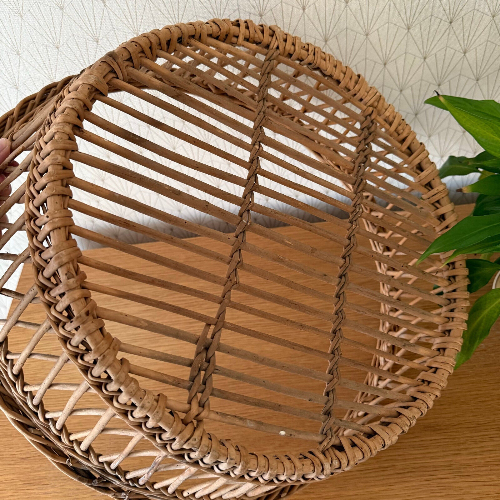 Basket Wicker Rattan Laundry Fruits House vintage french round cute 0901256 - Fleamarketfrance