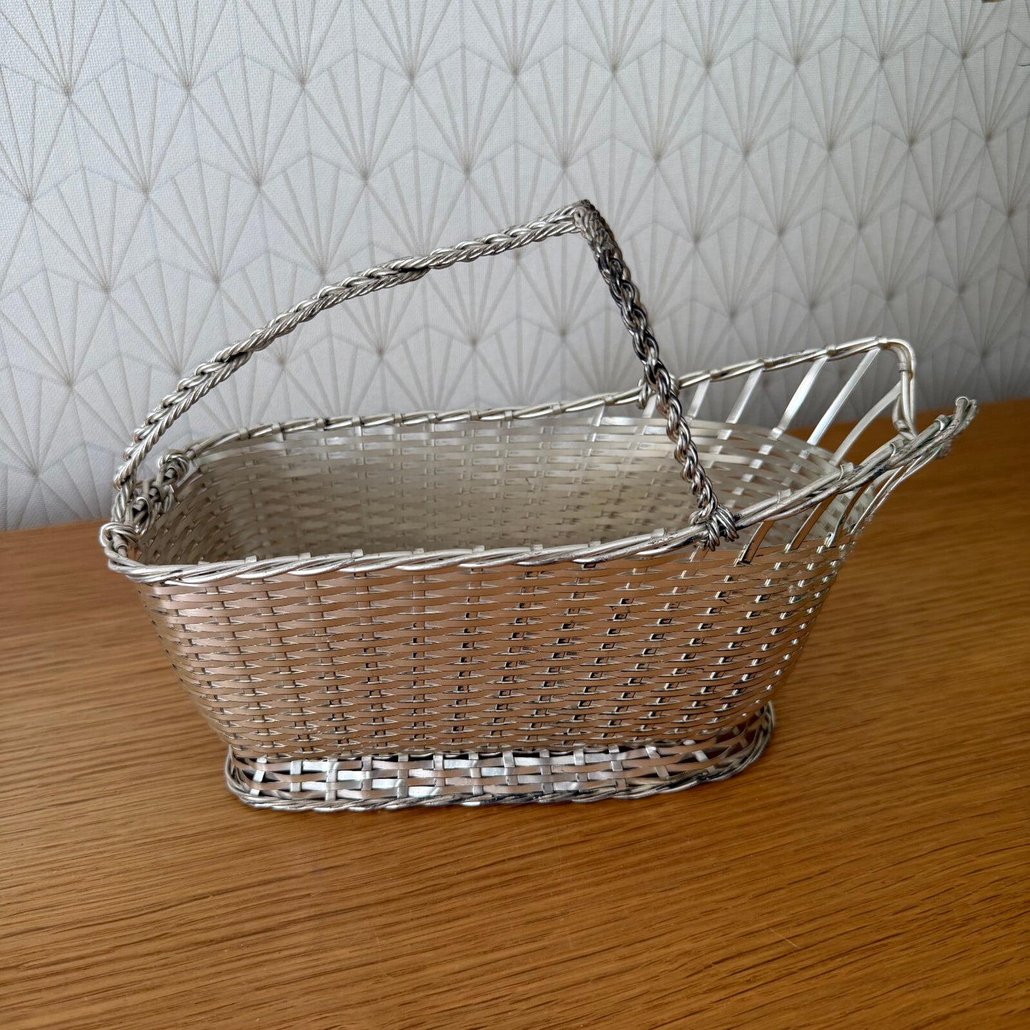 French Silver Plated Wine Basket Bottle Holder Serving Tray 12062517 Unbranded