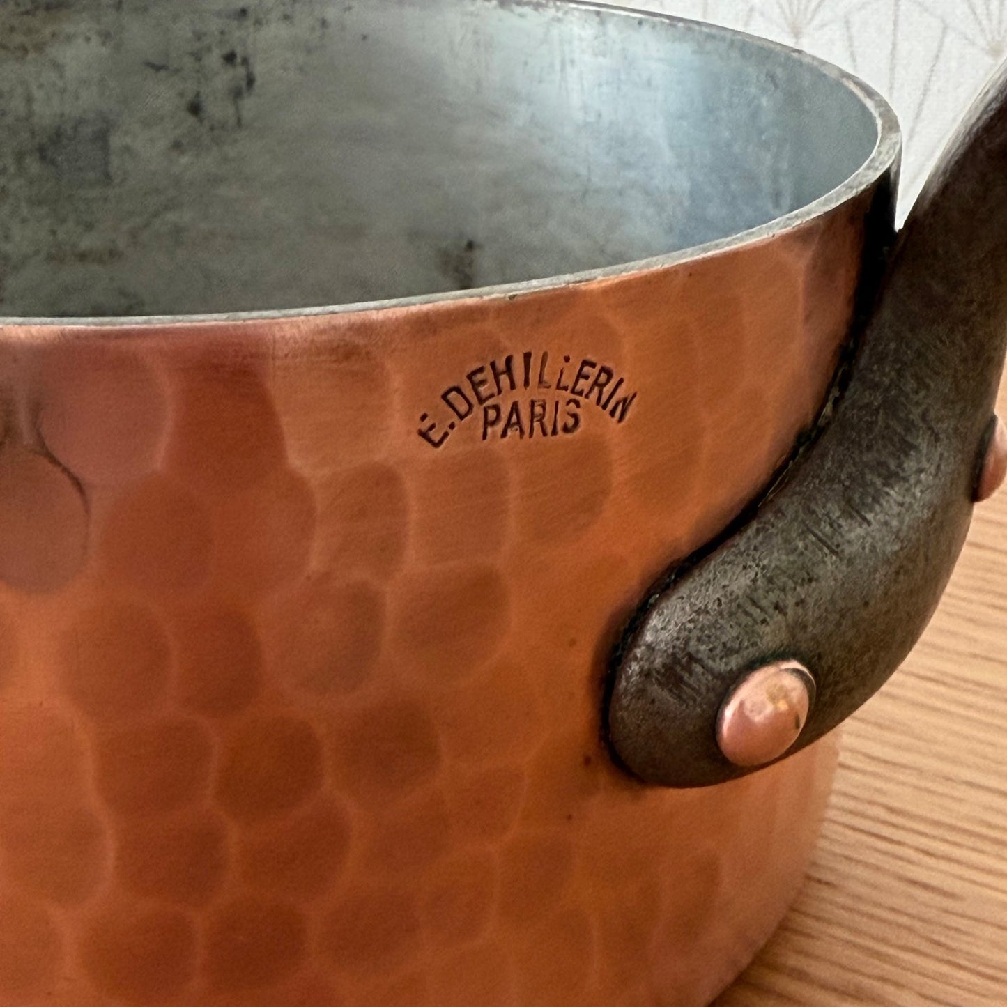 Vintage French E.Dehillerin Paris Hammered Copper Saucepan Tin Lined 1606263 Unbranded