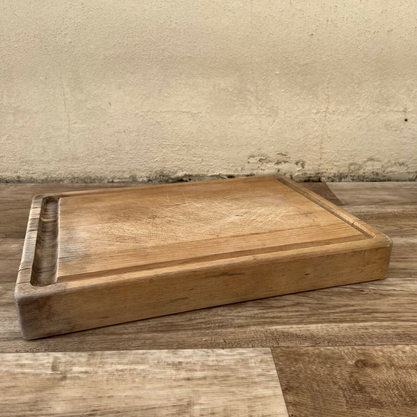 ANTIQUE VINTAGE FRENCH BREAD OR CHOPPING CUTTING BOARD WOOD THICK 0502222 - Fleamarketfrance