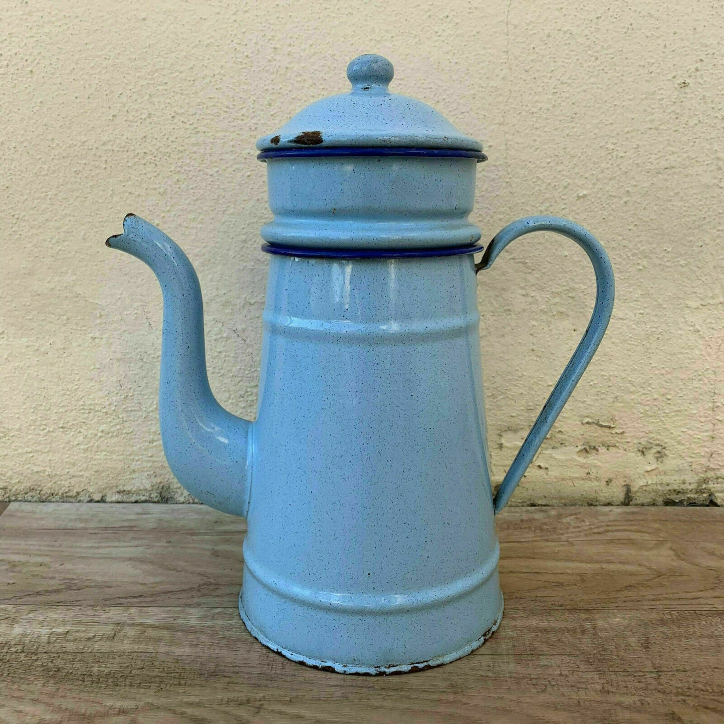Vintage French Enamel Coffee Pot Blue Enamelware Cafetiere 28cm 2606196 Fleamarketfrance