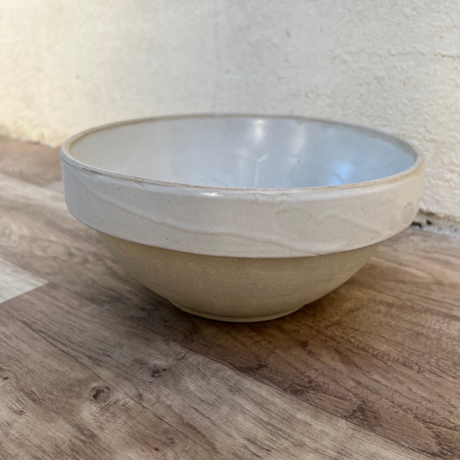 French Stoneware Bowl Vintage Mixing Pottery 8.25" Country Style 0610248 Fleamarketfrance