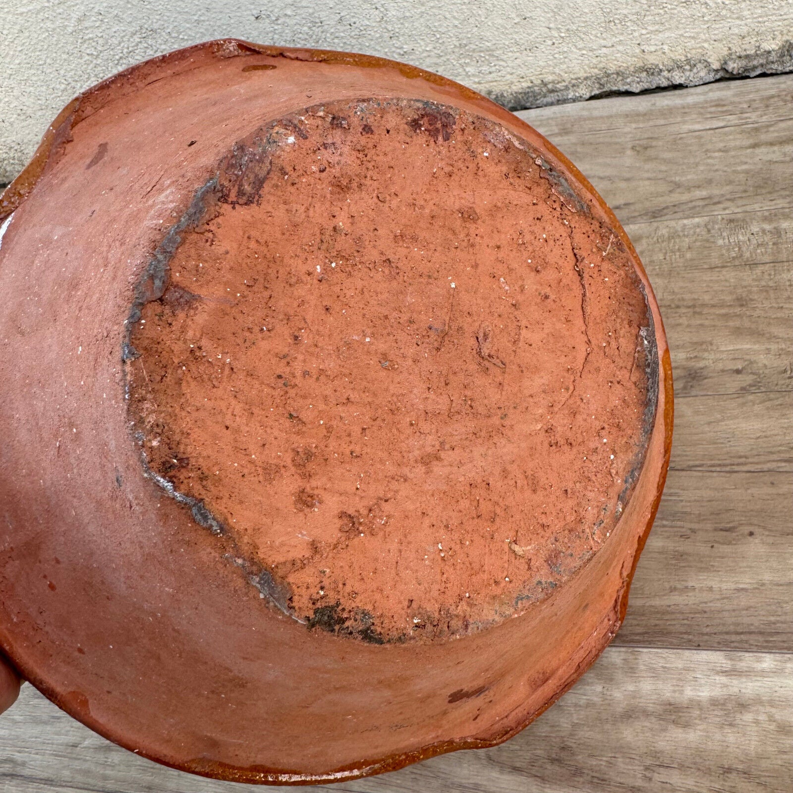 VINTAGE FRENCH GLAZED TERRACOTTA SALAD MIXING BOWL TERRINE TIAN 11 3/4" 2107247 - Fleamarketfrance