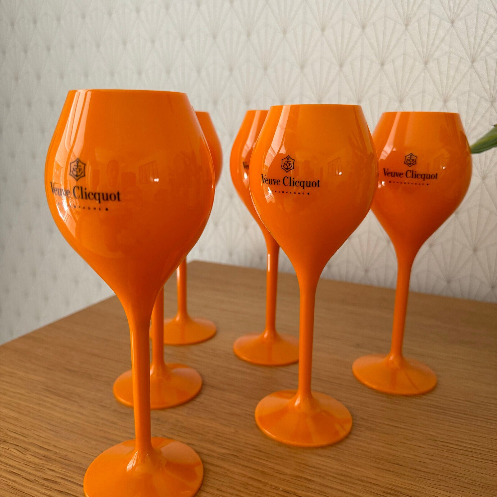 6 x Veuve Cliquot Clicquot Orange Glasses Flutes Cup Ice Champagne big 0512242 - Fleamarketfrance