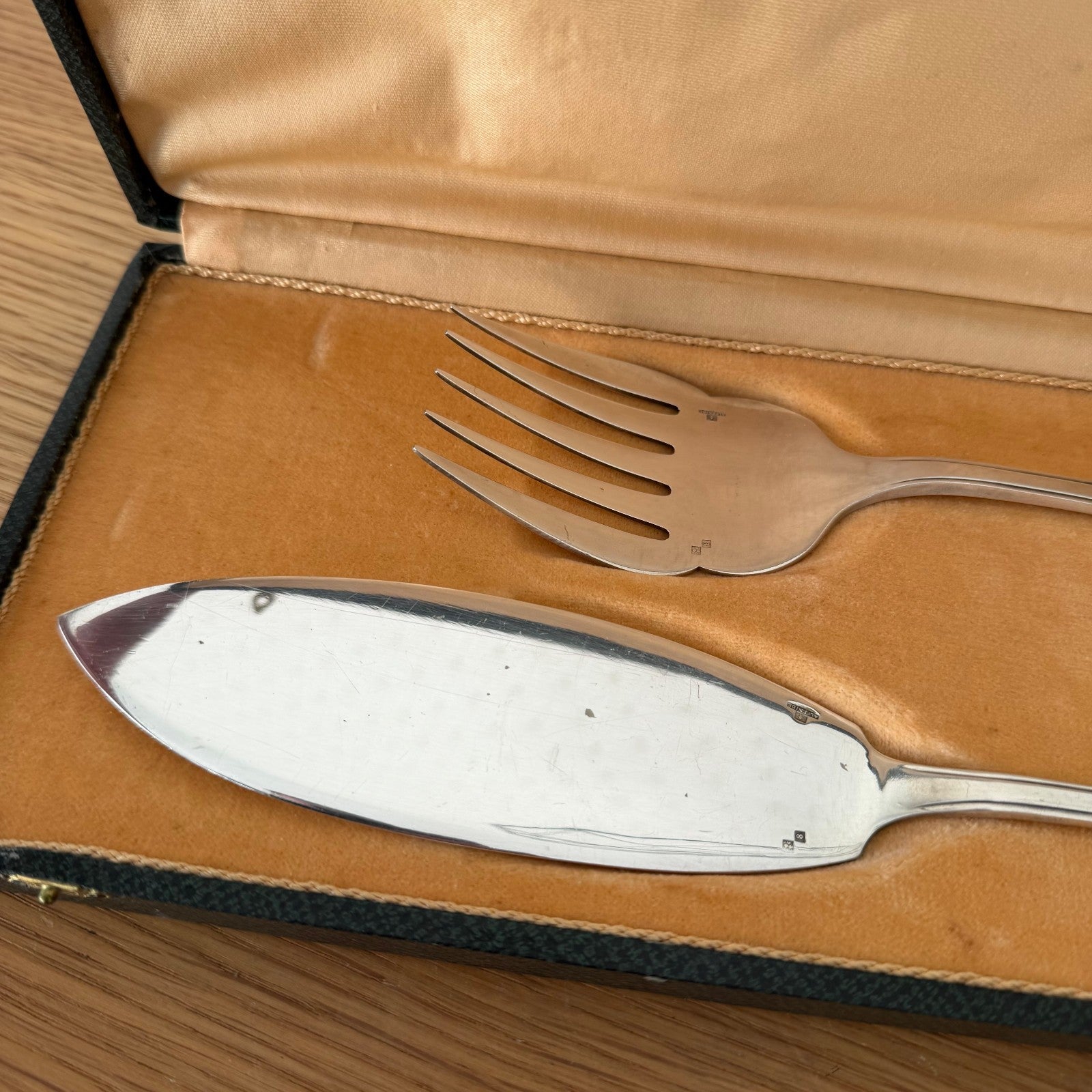 Vintage French Cake Serving Set Alfenide Silver Plate Fork Knife 1803267 Unbranded