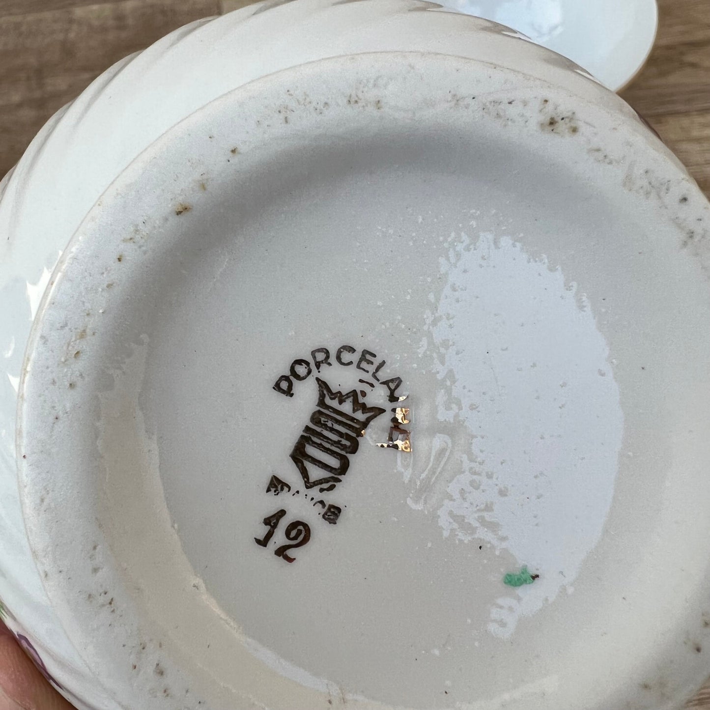 French Porcelain Bowls Violet Floral Vintage Breakfast Set of 2 12102424 Unbranded